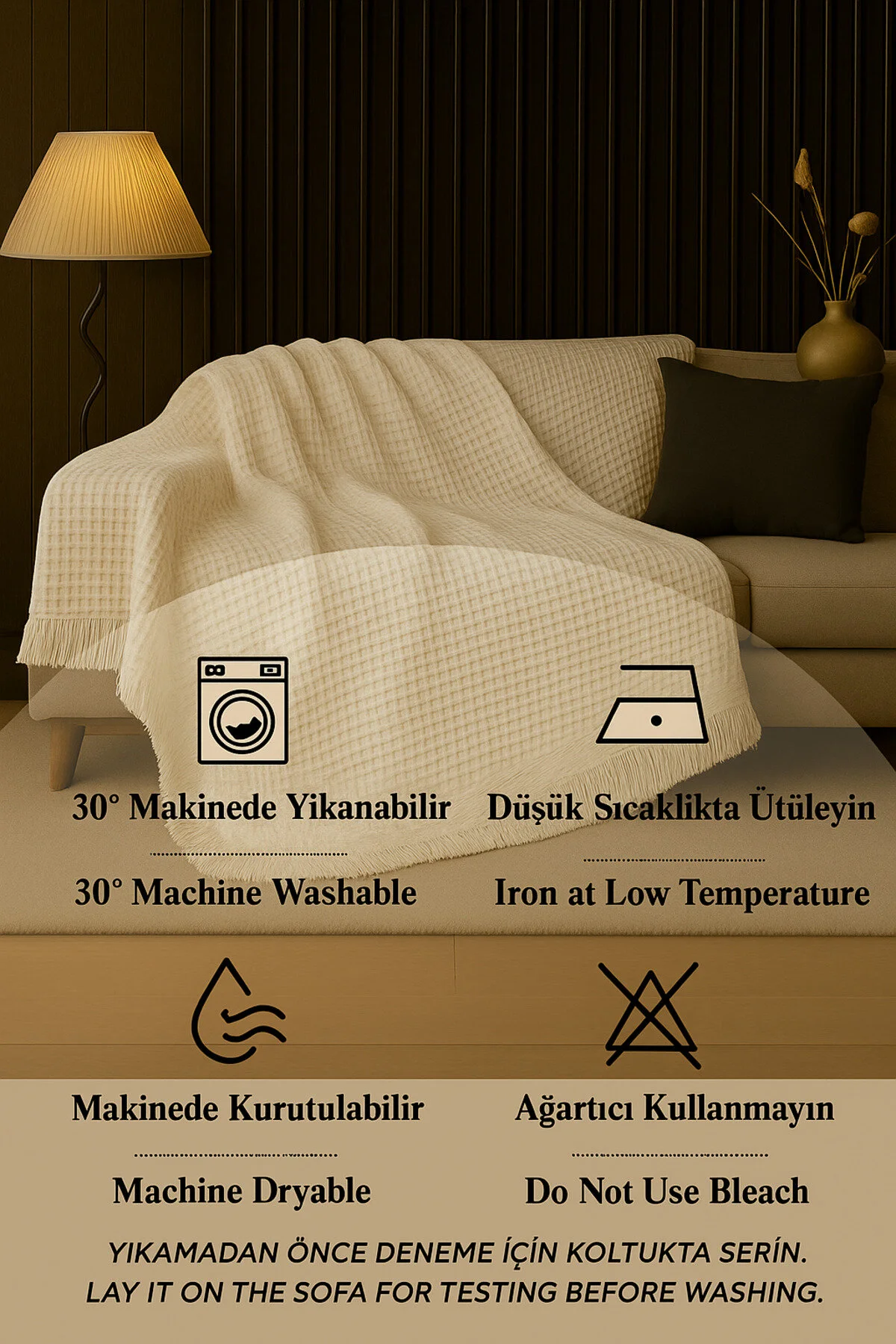 روکش مبل شال صندلی ECRU بافت پنبه ای 170X220 سانتی متر پتو تلویزیون FOOK و پوشش تزئینی Rell Home