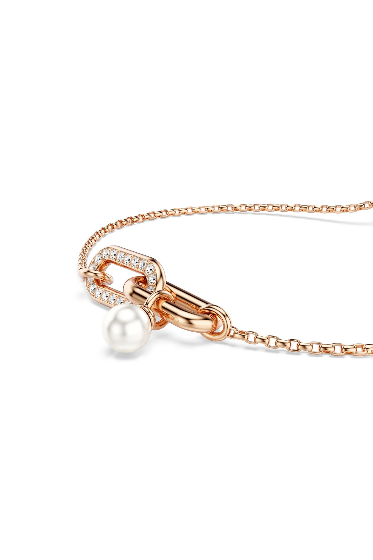 دستبند فشن CONSTELLA مروارید کریستال برش گرد سفید روکش طلای صورتی سواروسکی اورجینال Swarovski