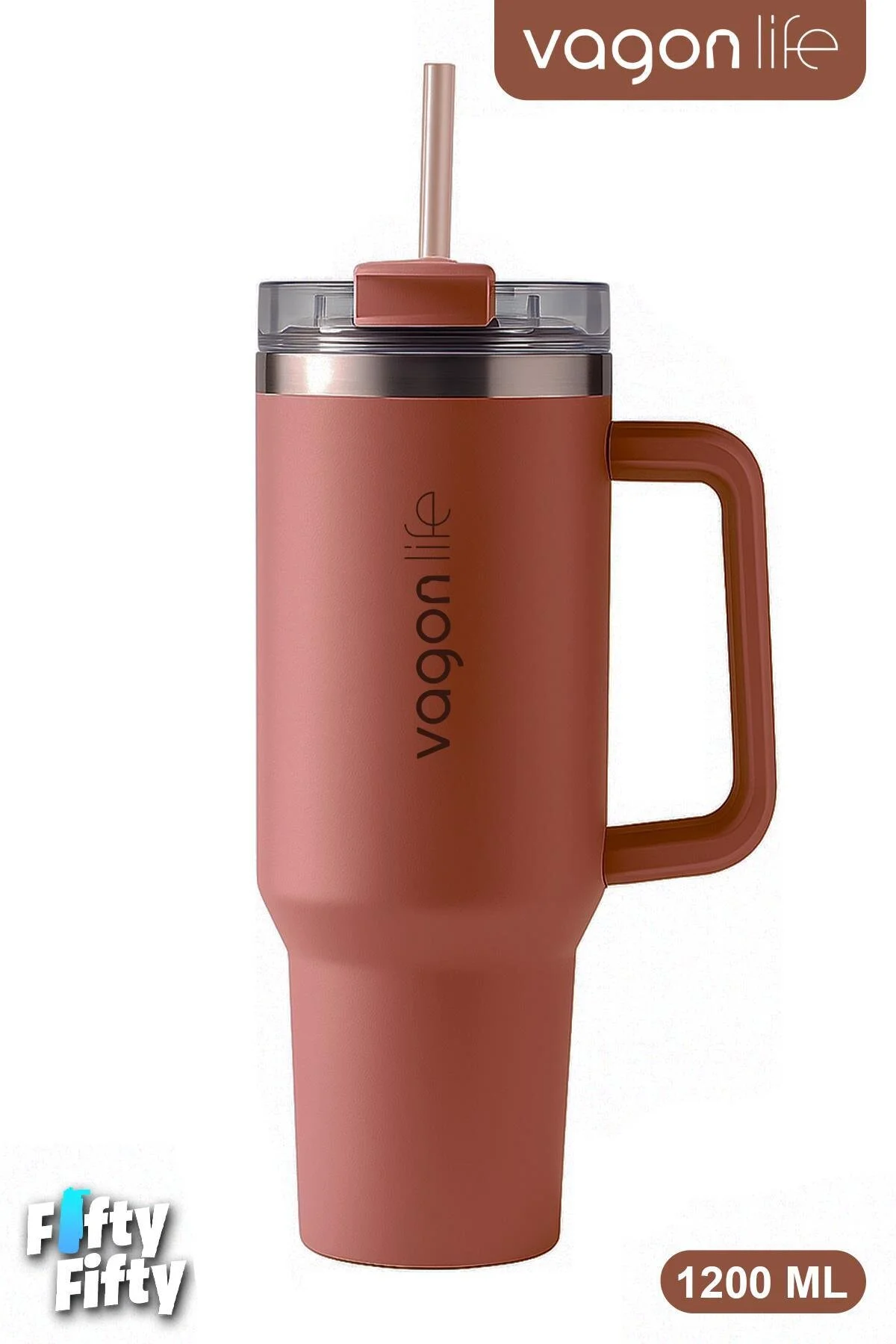 فلاسک قمقمه استیل 1200 میلی لیتری QUENCHER CUP با نی دسته آشامیدنی راحت FFVGN0581200ML اورجینال Vagonlife