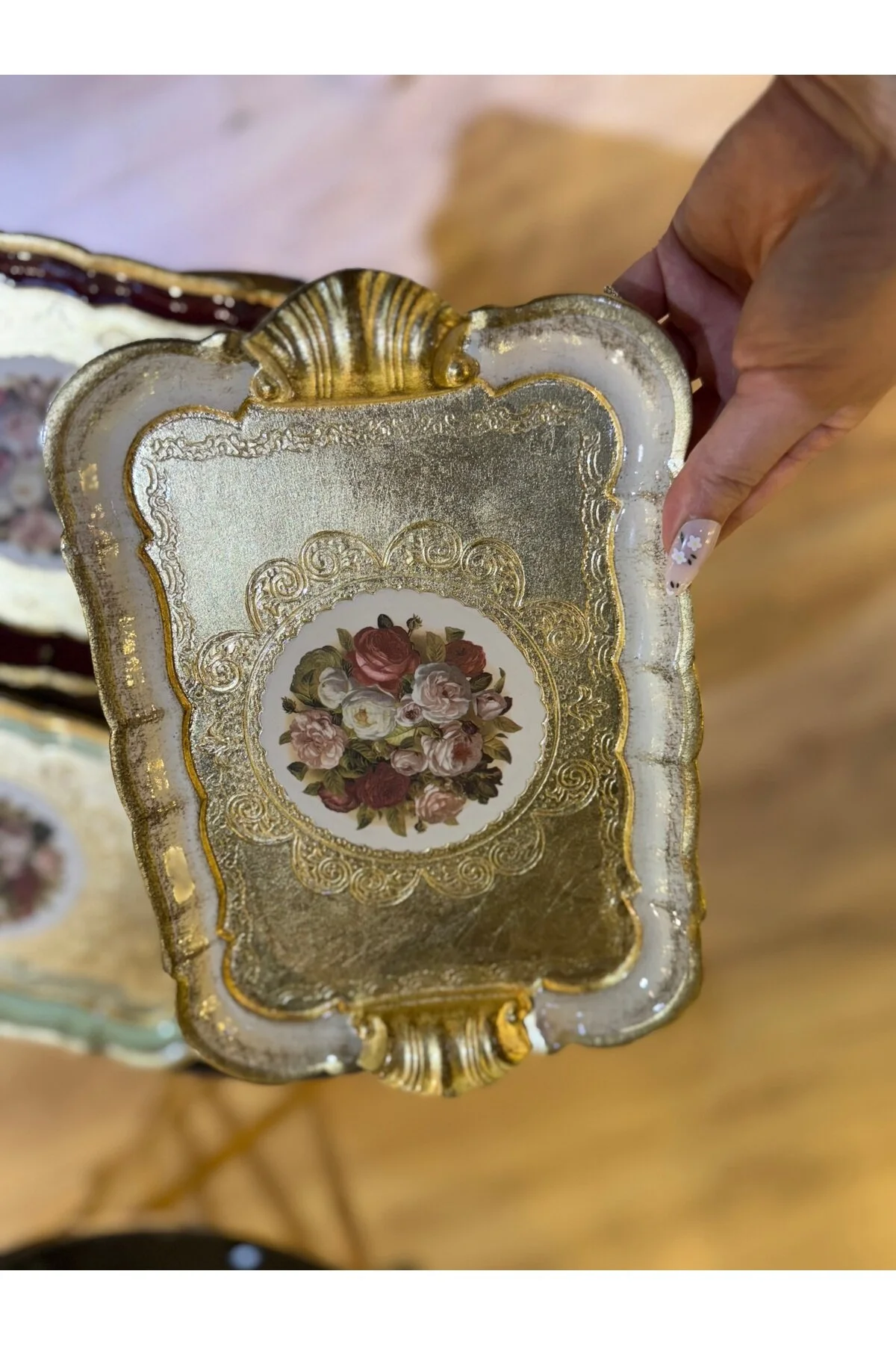 سینی ESTERHOMEDECOR تک درخت گل رز مستطیل شکل 30 سانتی متر MASI masi