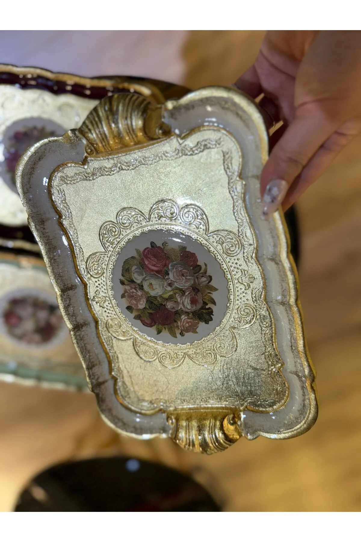 سینی ESTERHOMEDECOR تک درخت گل رز مستطیل شکل 30 سانتی متر MASI masi