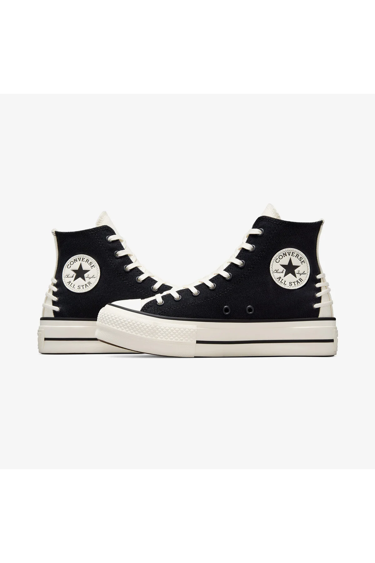 اسنیکر کفش کتانی مشکی پلت فرم زنانه CHUCK TAYLOR ALL STAR CRAFTED LACES LIFT کانورس Converse