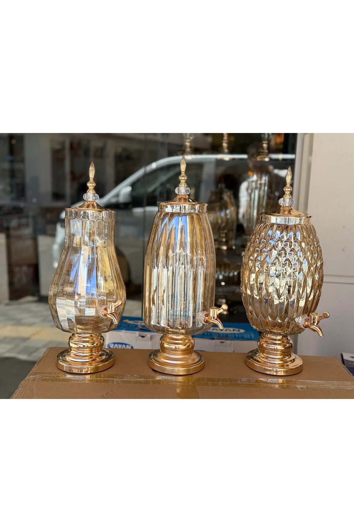 پارچ و تنگ رنگ عسل شیشه ای لوکس شربت کاربوی HediyeKöşkü