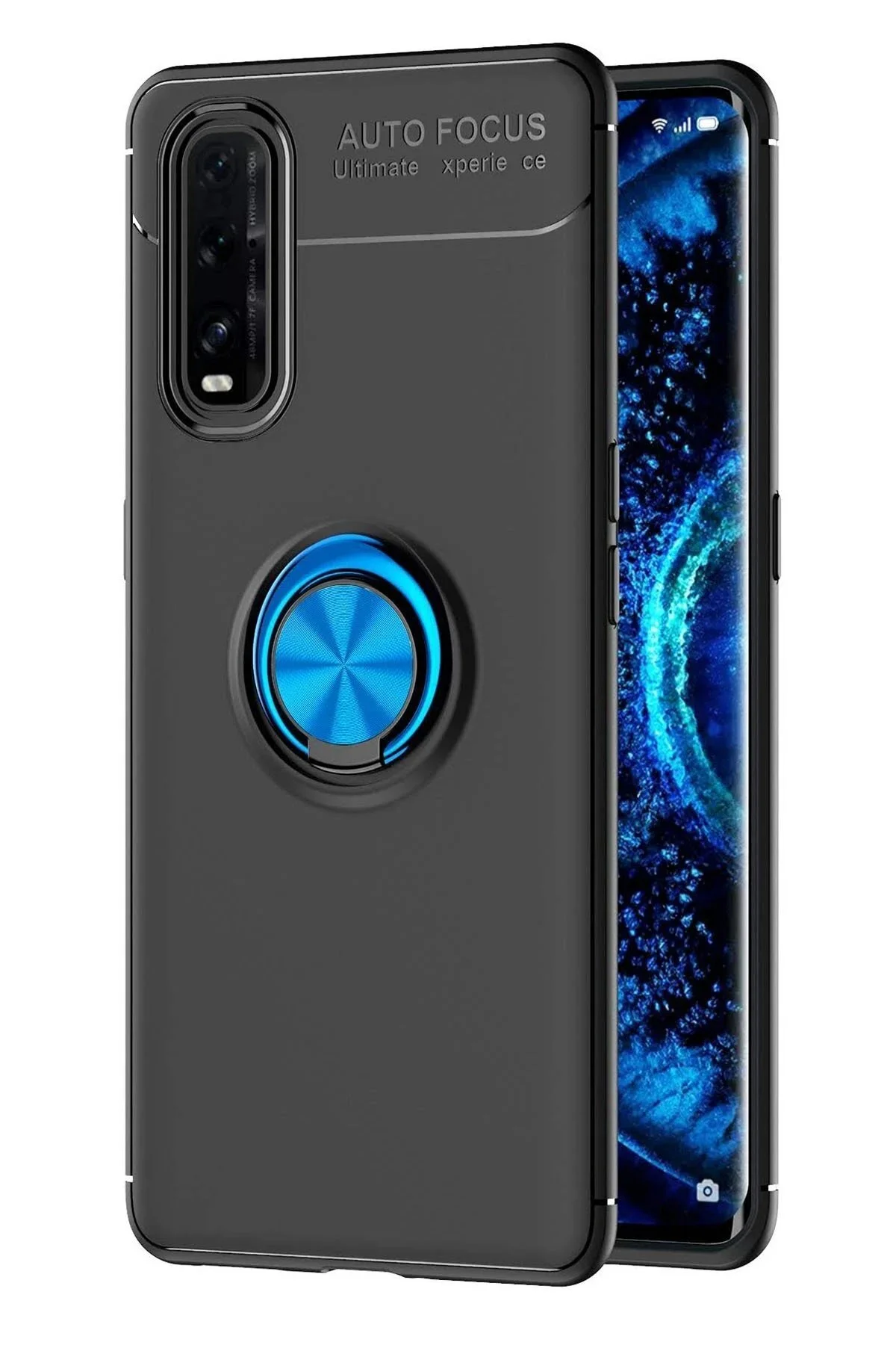 کاور و قاب حلقه سیلیکونی OPPO FIND X2 مشکی آبی TEKNOALEM