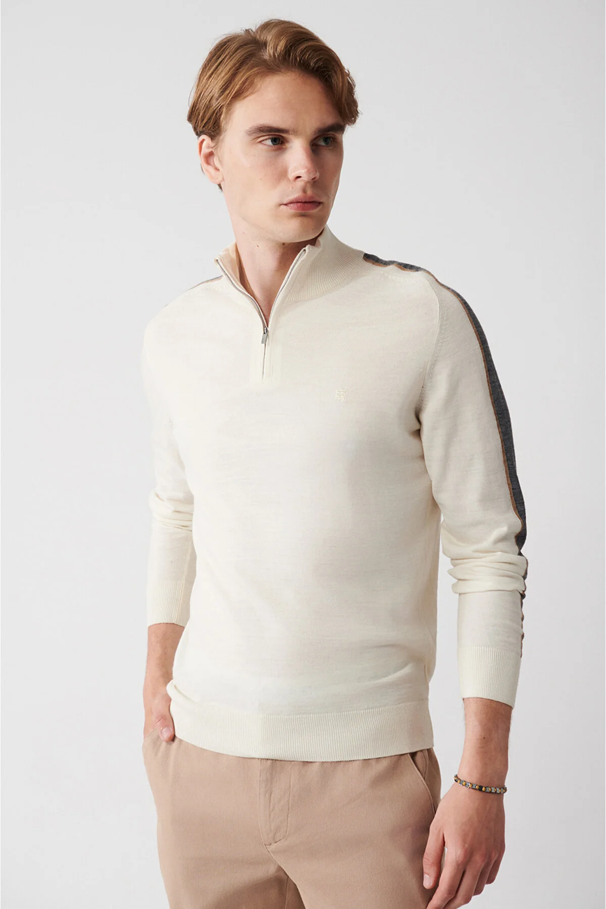 پلیور مردانه Zipper Woolen Apright Collar Wooln Grouer آوا Avva