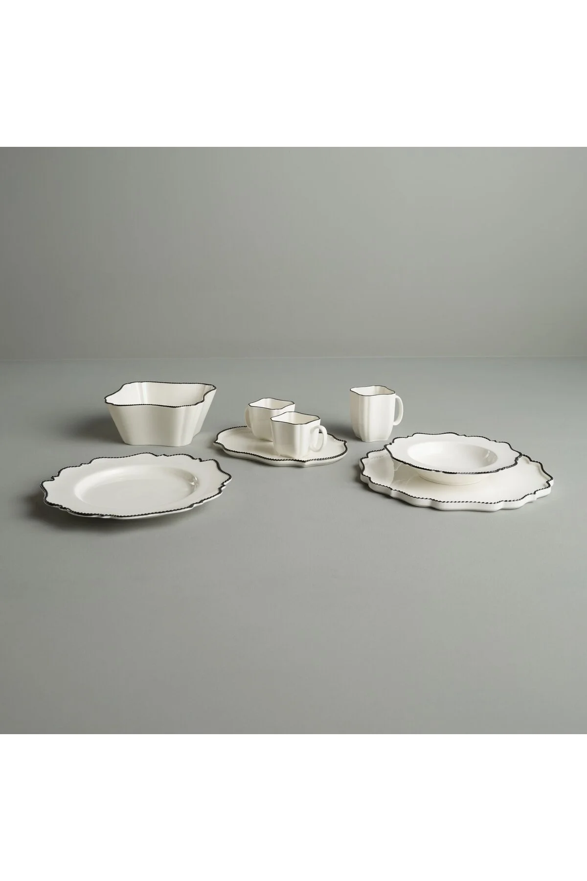 ماگ سفید فنجان چینی پرسلن 400 میل لیوان سیاه Linens