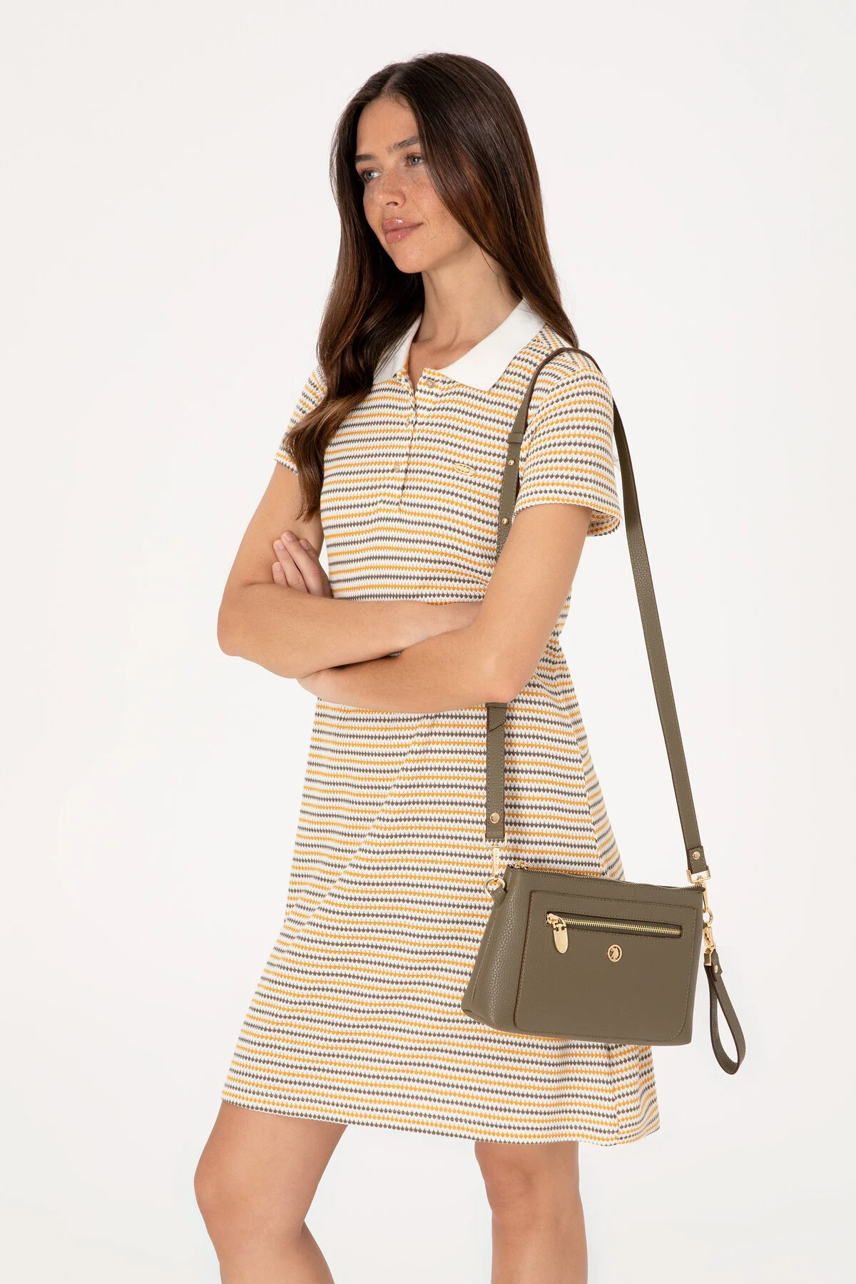 کیف زنانه سبز خاکی مدل کراس‌ بادی U.S. Polo Assn.