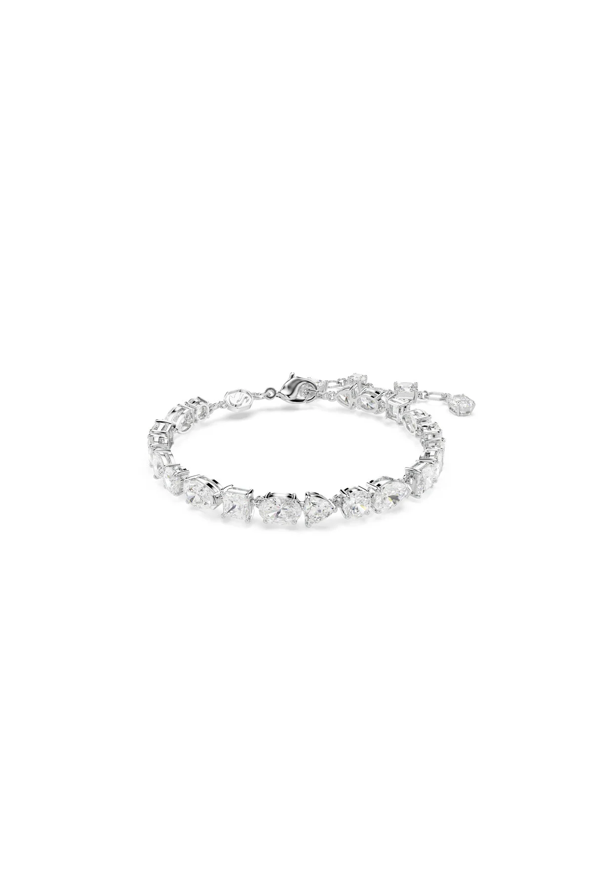 دستبند فشن مسمرا برش های ترکیبی سفید روکش رودیوم Swarovski