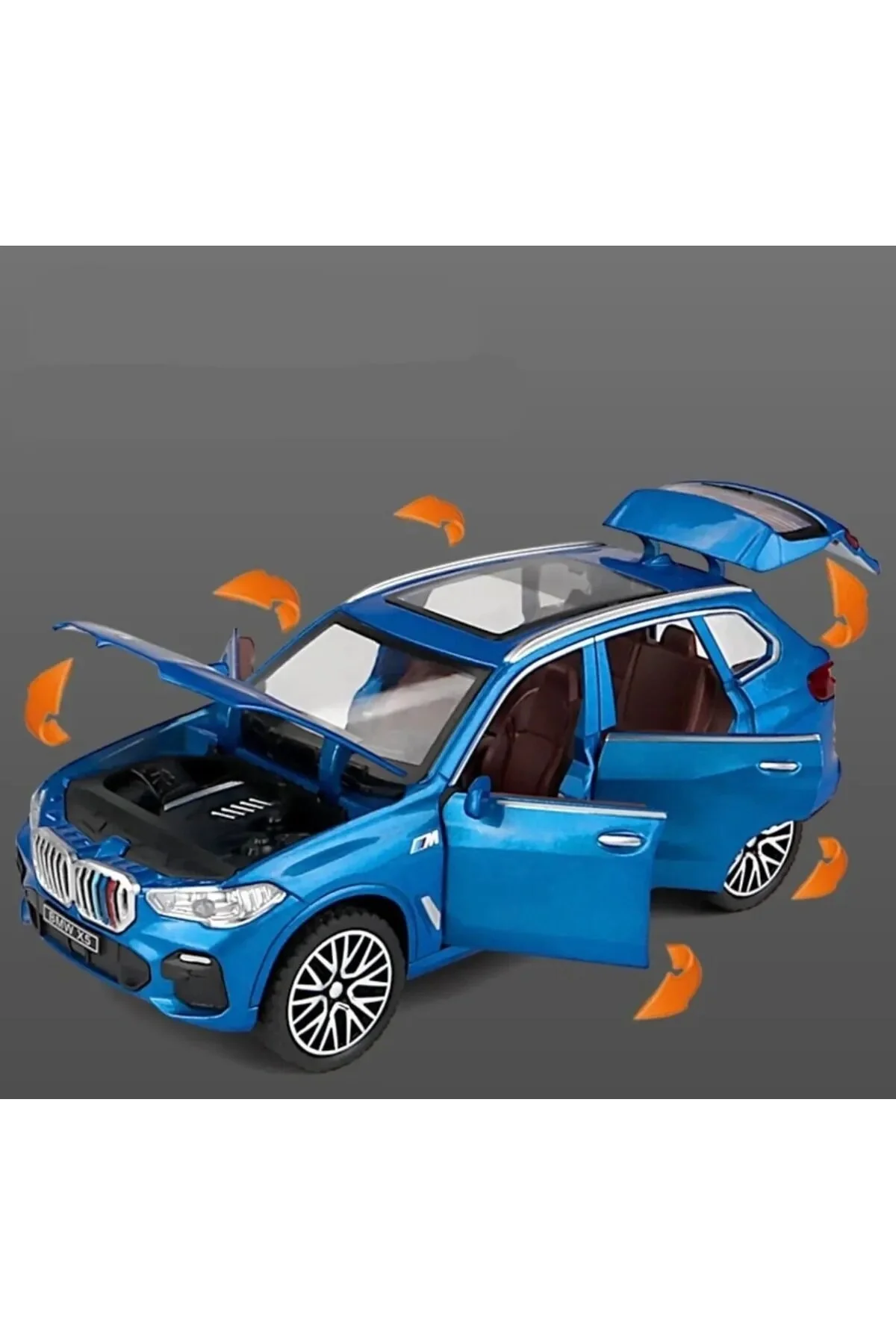 ماشین اسباب بازی X5 METAL CAR مدل جدید DIECAST SUV با نور و صدا 16 سانتی متر همه درها سفید باز Bmw Genel