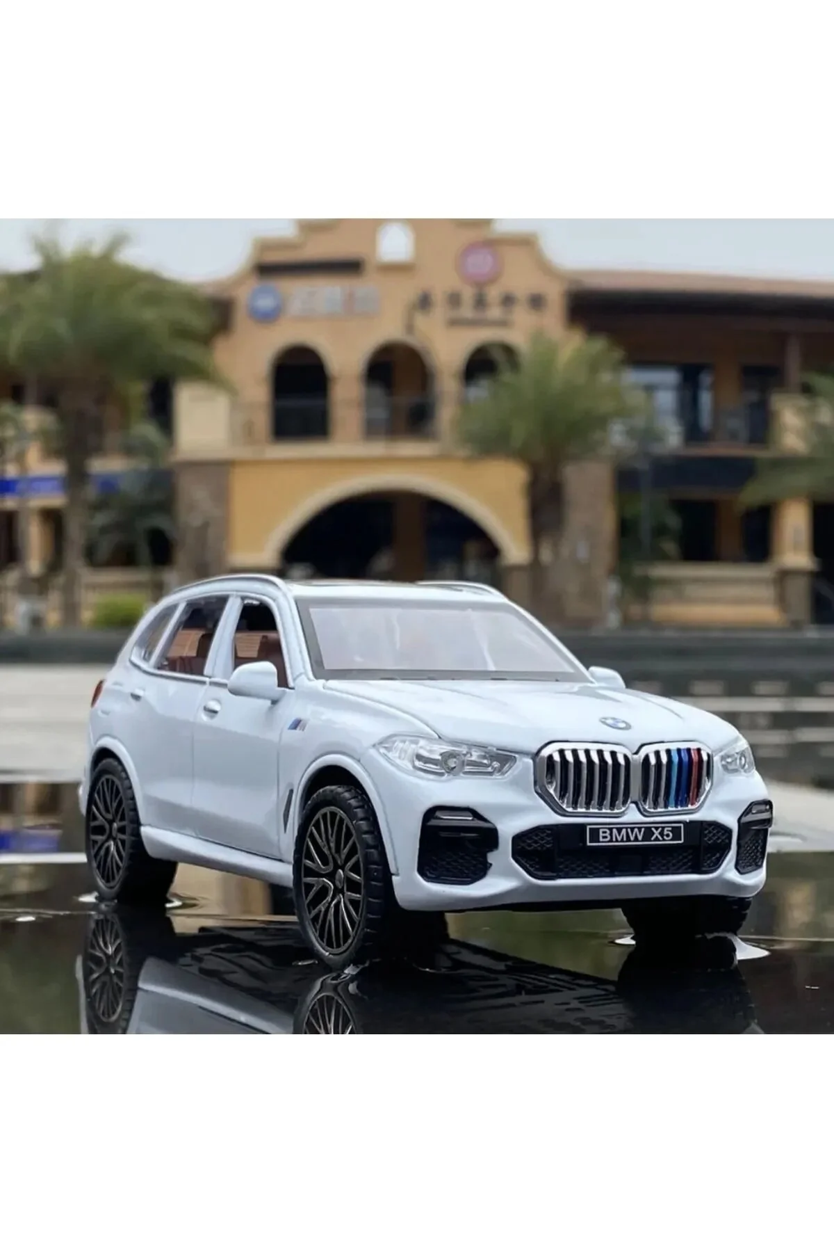 ماشین اسباب بازی X5 METAL CAR مدل جدید DIECAST SUV با نور و صدا 16 سانتی متر همه درها سفید باز Bmw Genel