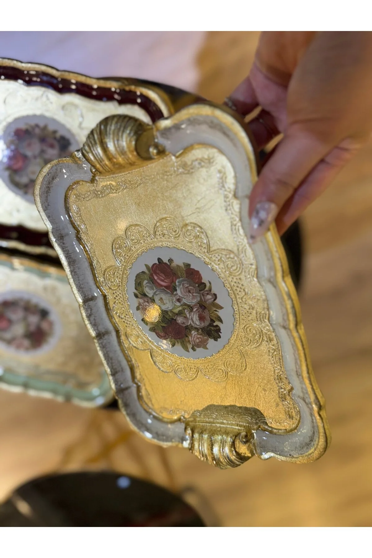 سینی ESTERHOMEDECOR تک درخت گل رز مستطیل شکل 30 سانتی متر MASI masi