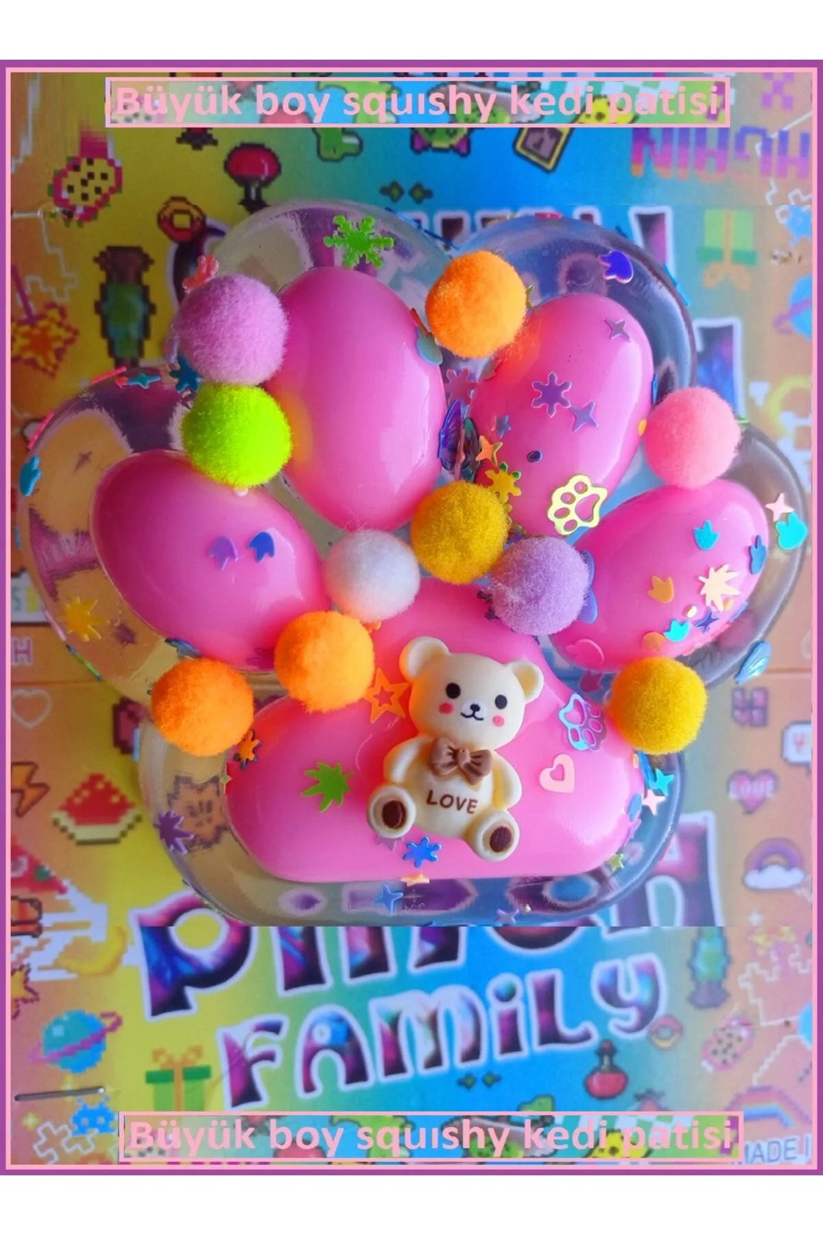 اسباب بازی های فیگور دیگر FUFU SQUISHY CAT PAW LARGE COLORFUL SKUSHI TOY FLEXIBLE PINK OYUNCAKSAHİLİ