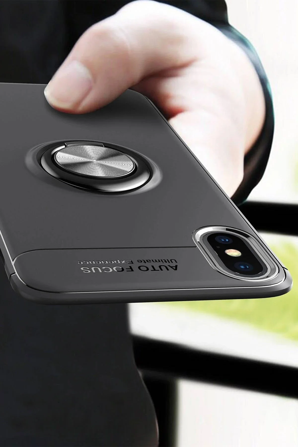 کاور و قاب حلقه سیلیکونی آیفون XS MAX مشکی آبی CepteToptan