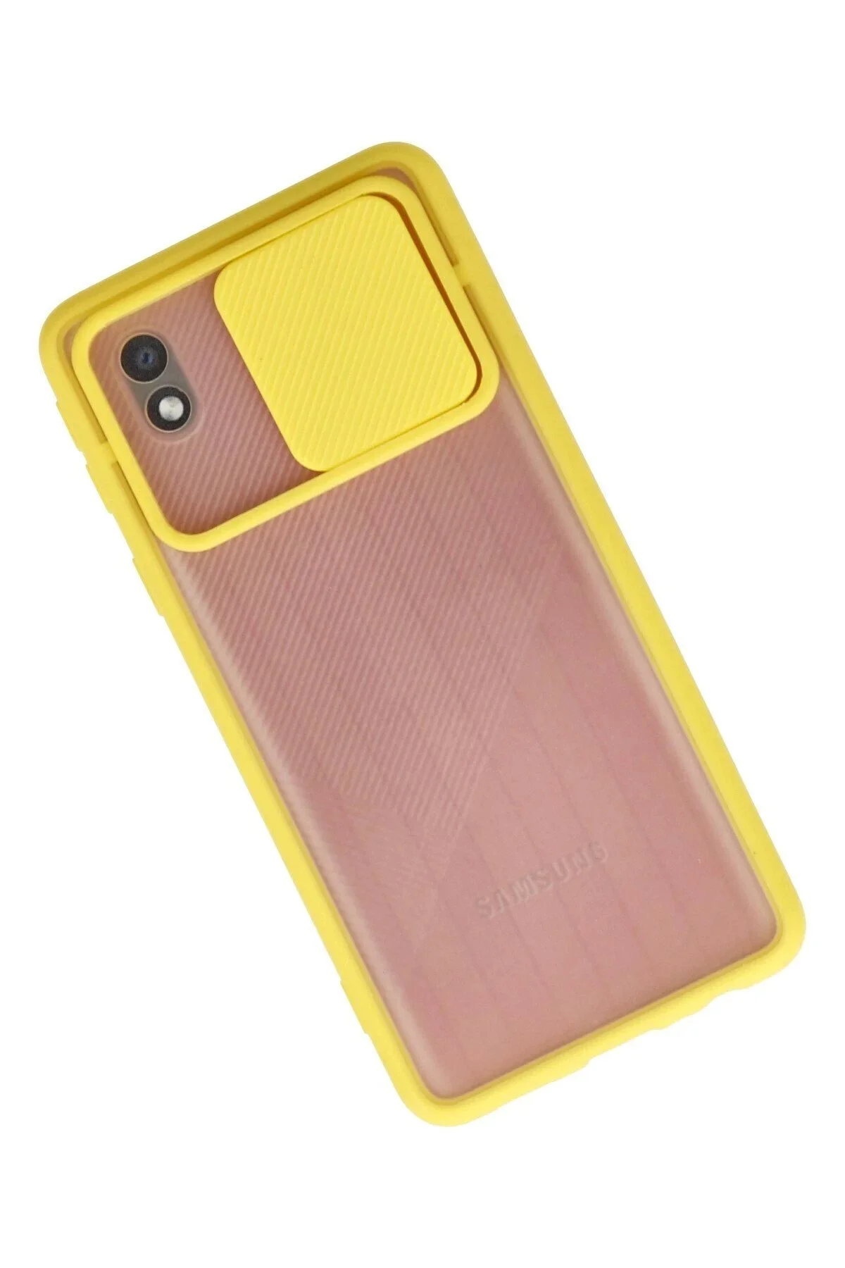 کاور و قاب SAMSUNG GALAXY A01 CORE CASE CAMERA PALM FROSTED سیلیکون زرد VB2630 CepteToptan