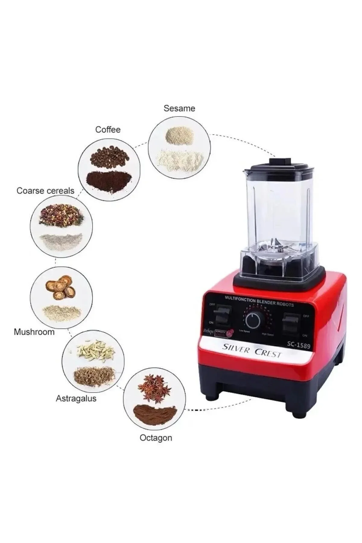 ست مخلوط کن حرفه ای کافه میکسر میوه سبزیجات SC 1589 9500W اورجینال Silver Crest