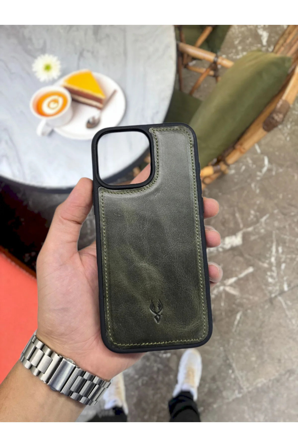 کاور و قاب IPHONE 14 PRO سازگار با چرم اصل شخصی نام طرح دار یونیسکس جلد چرمی VISSO VİSSO
