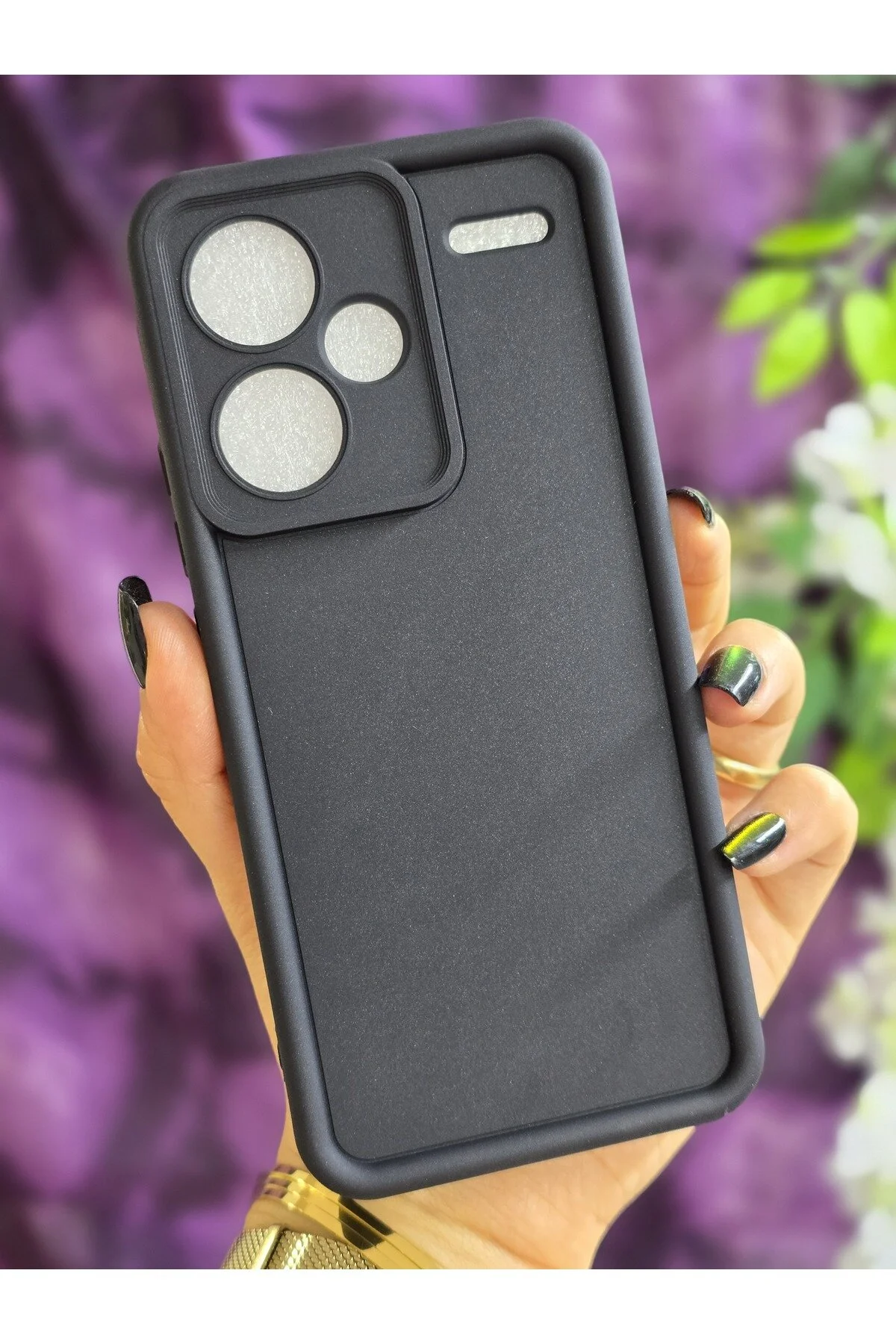کاور و قاب XIAOMI REDMI 13 PRO 5G سازگار با گوشه محافظت شده از ضربه پشتیبانی مشکی مات Magic Ring