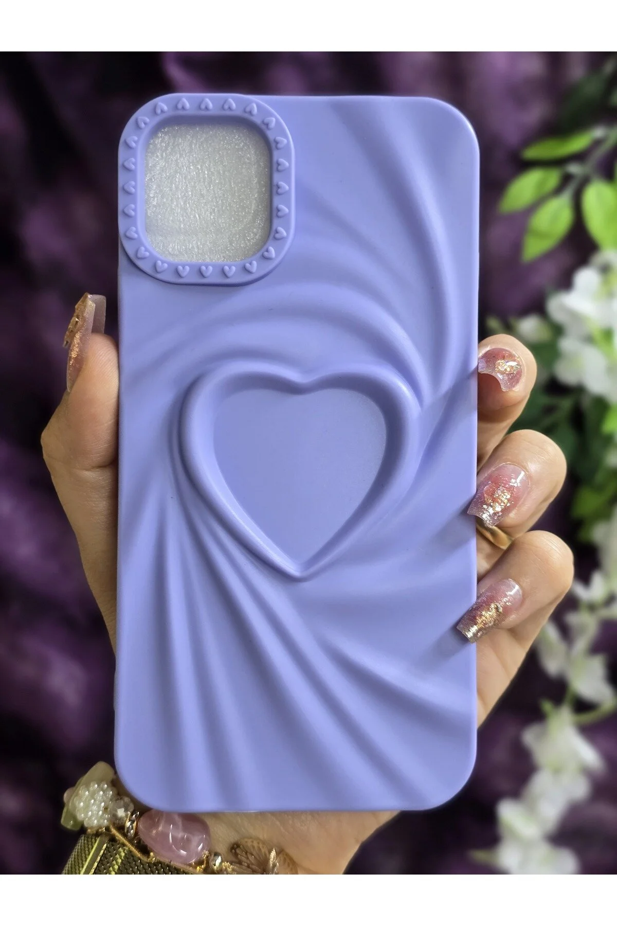 کاور و قاب سیلیکونی 3D HEART LILAC سازگار با آیفون 11 Magic Ring