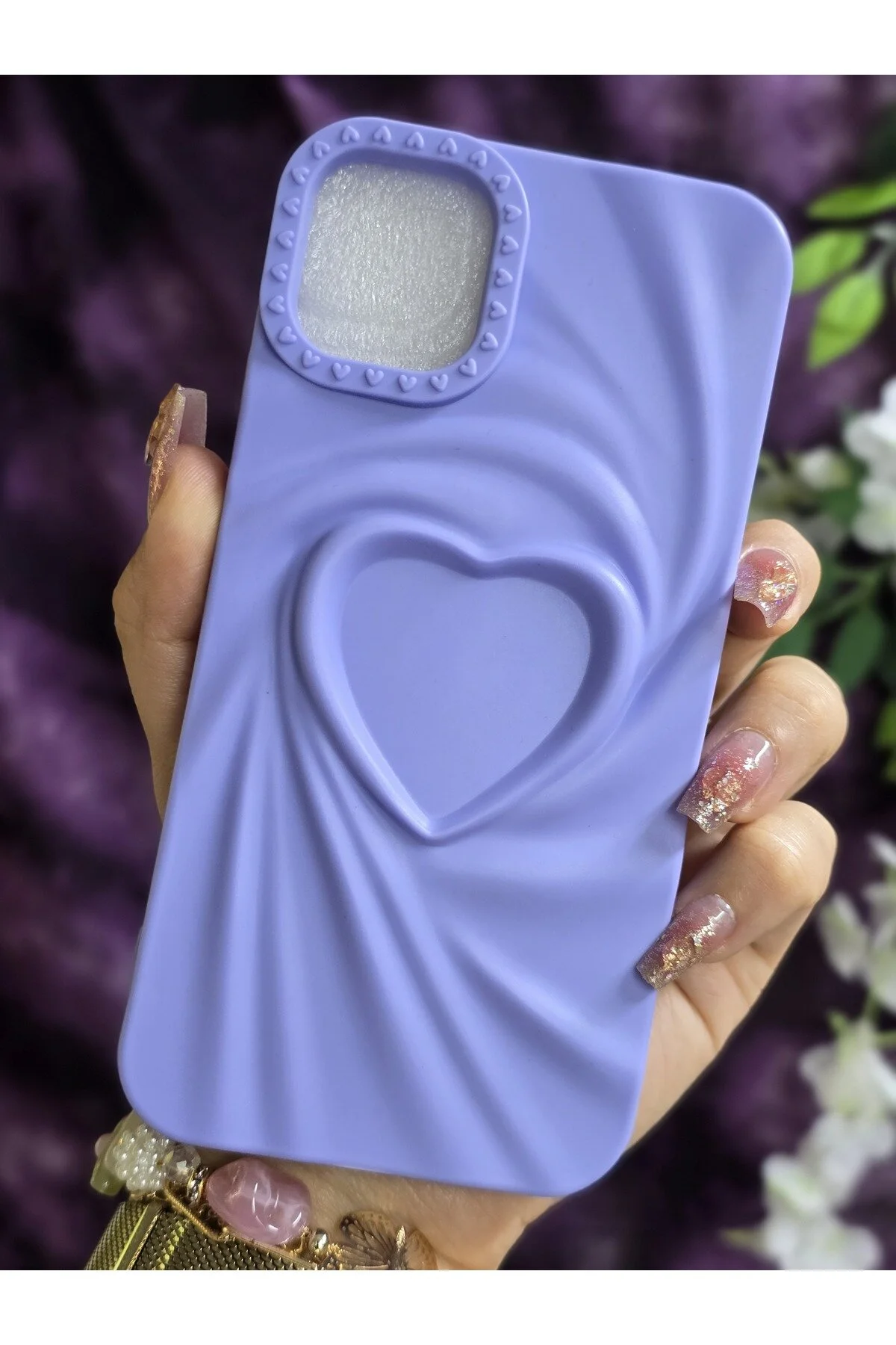 کاور و قاب سیلیکونی 3D HEART LILAC سازگار با آیفون 11 Magic Ring