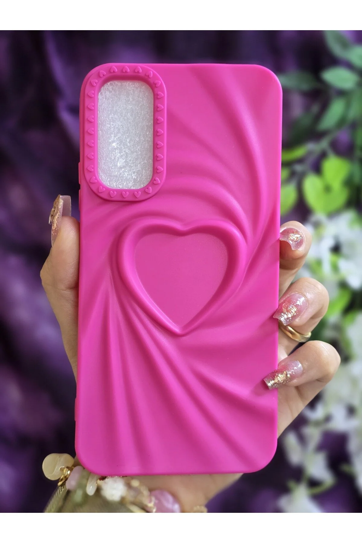 کاور و قاب سیلیکونی 3D HEART FUCHSIA سازگار با SAMSUNG GALAXY A34 Magic Ring