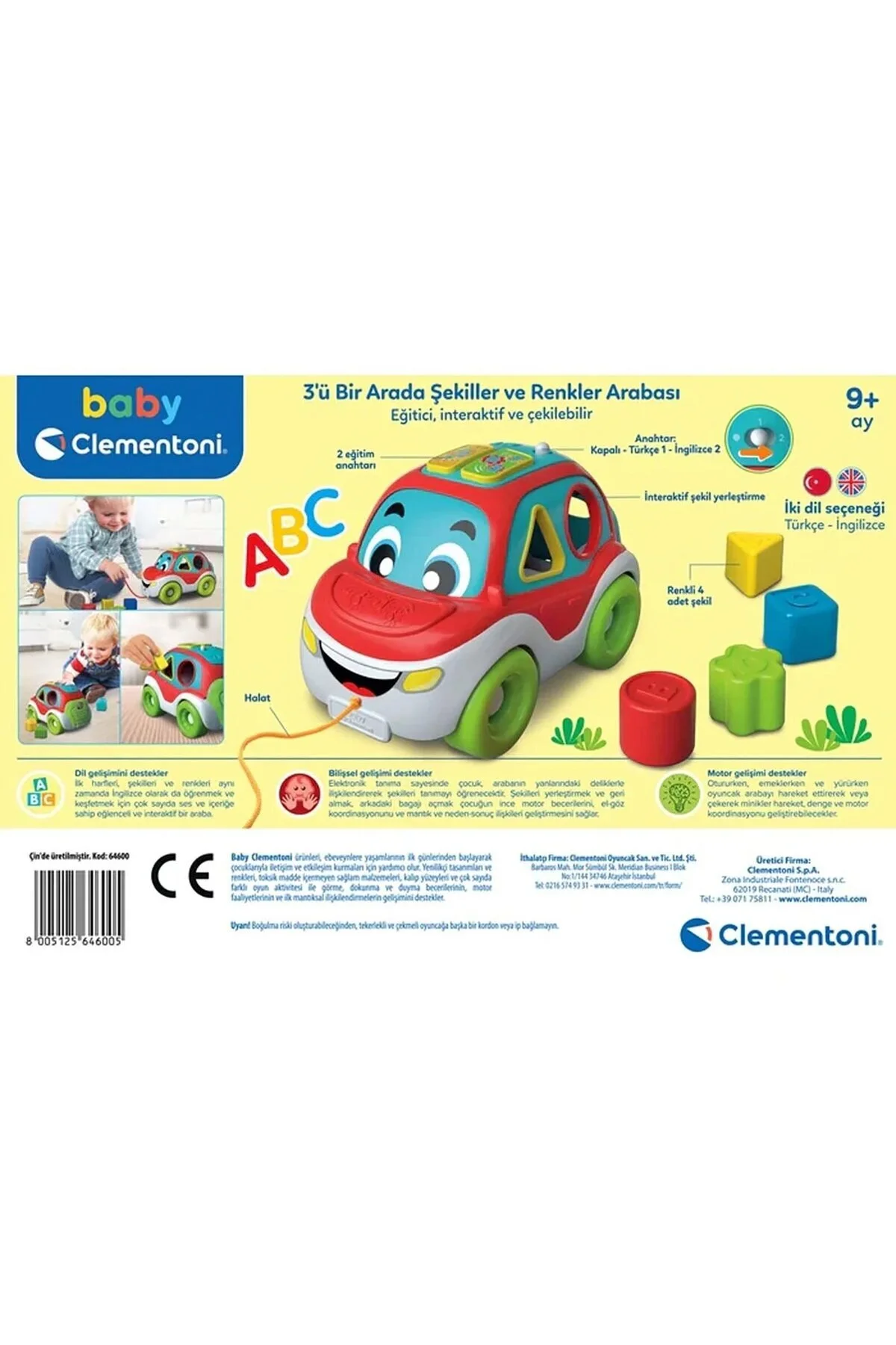 هدایا برای نوزاد زنانه BABY CLEMENTONI 3 شکل و رنگ در اتومبیل ترکی Clementoni