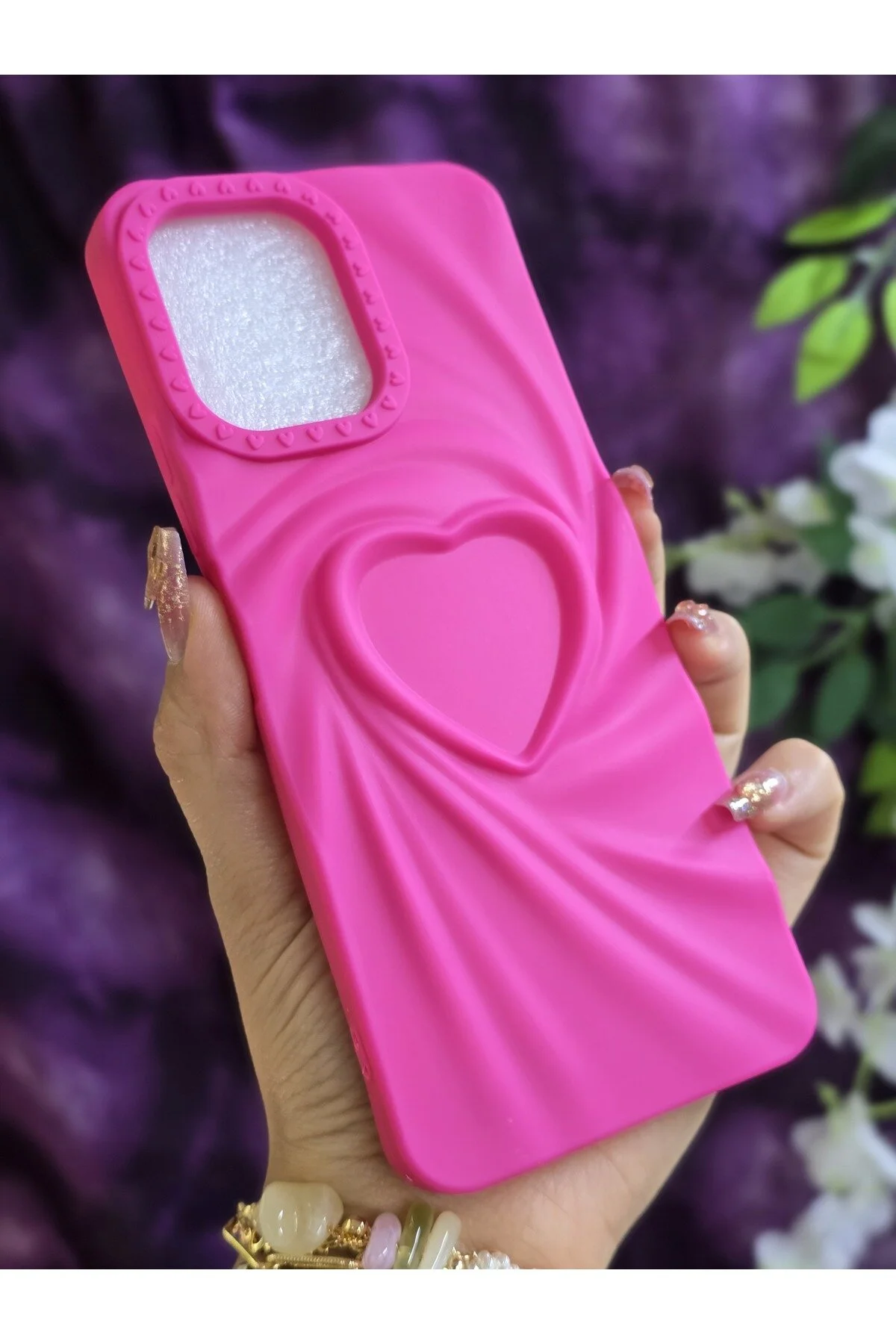 کاور و قاب سیلیکونی FUCHSIA HEART 3D سازگار با شیائومی REDMI 12 Magic Ring
