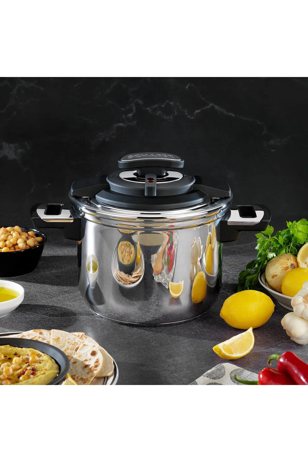 زودپز در اجاق گاز فشار ایمن 7 لیتر سیاه Schafer