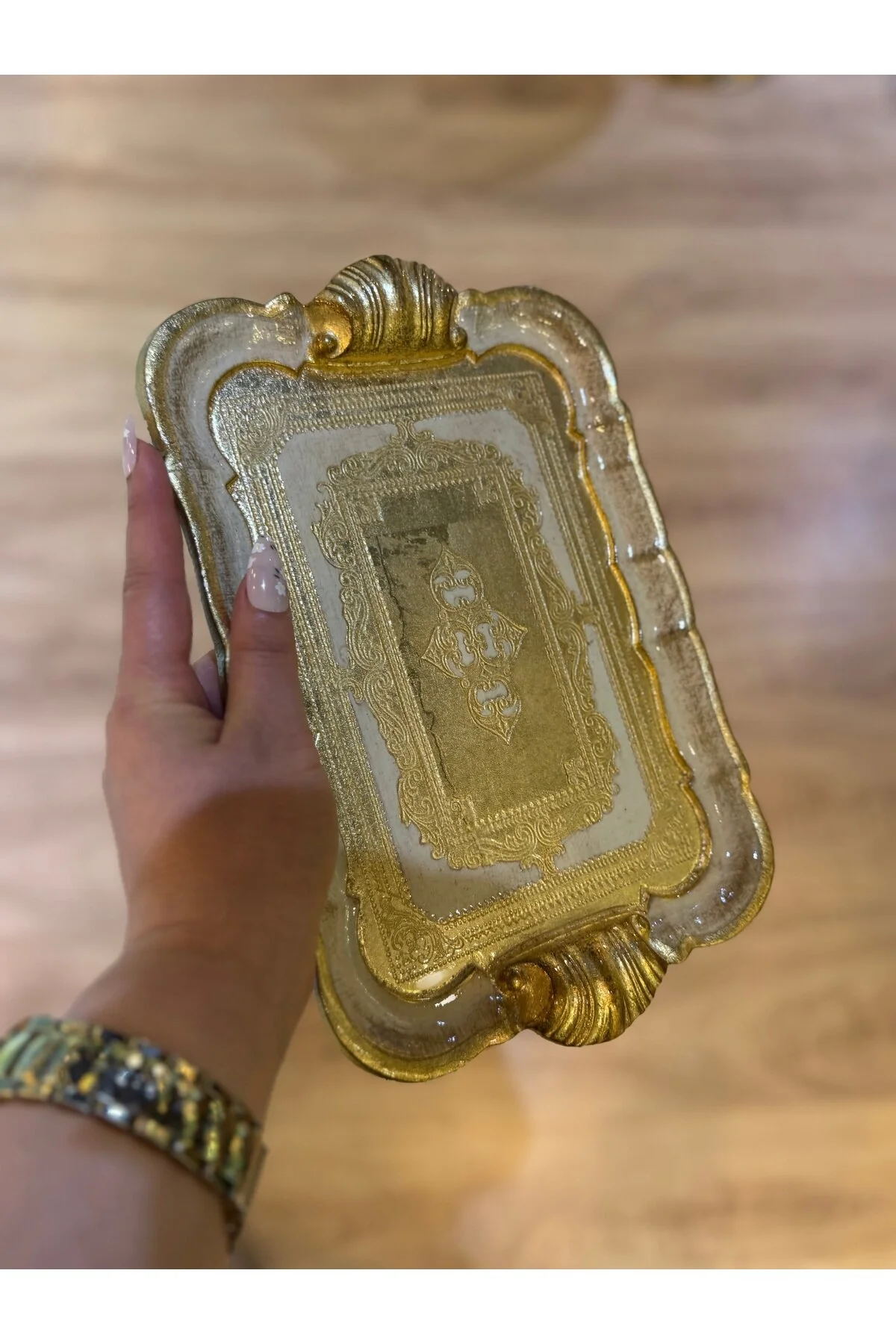 سینی ESTERHOMEDECOR اصلی ایتالیایی گل رز مستطیل شکل 30 سانتی متر MASI masi