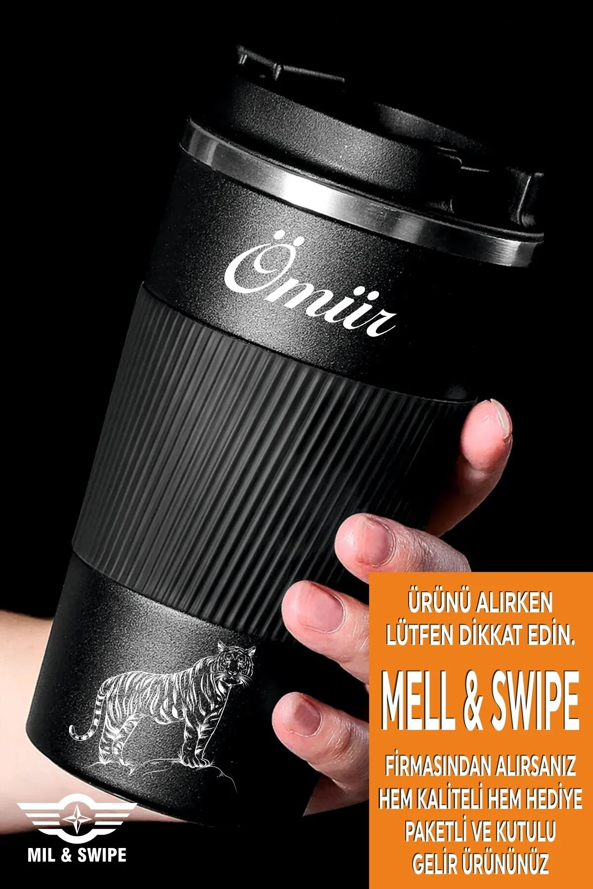 فلاسک نام شخصی طرح دار فنجان قمقمه استیل 304 500 میلی لیتری لیوان VEHICLECOFFEETEAMS549 اورجینال MIL SWIPE