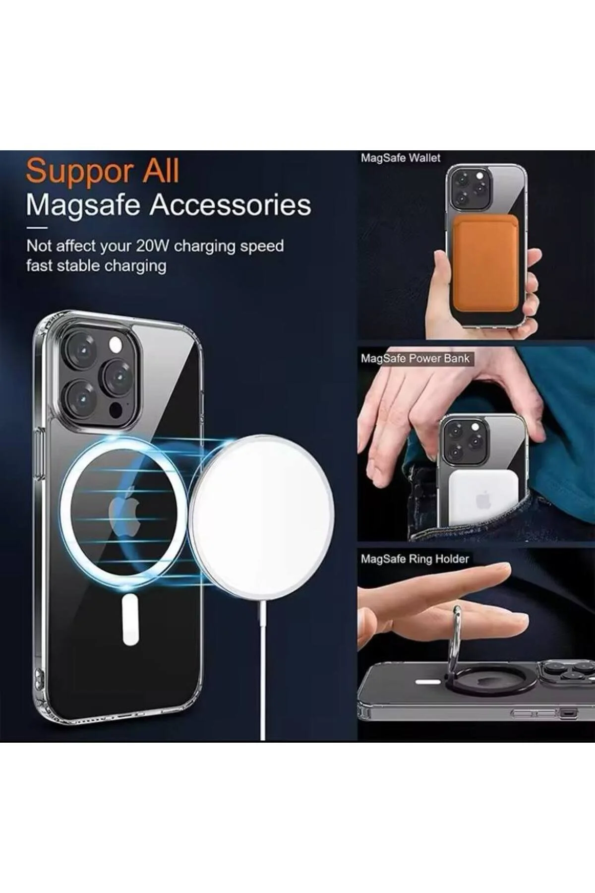 کاور و قاب شفاف MAGSAFE MAGNETIC WIRELESS CASE سازگار با APPLE IPHONE 16 PRO MAX. Bruntoo BR