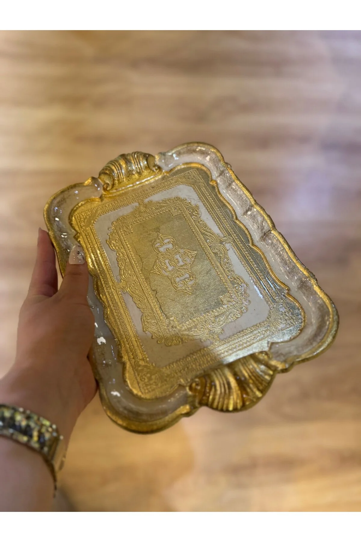 سینی ESTERHOMEDECOR اصلی ایتالیایی گل رز مستطیل شکل 30 سانتی متر MASI masi