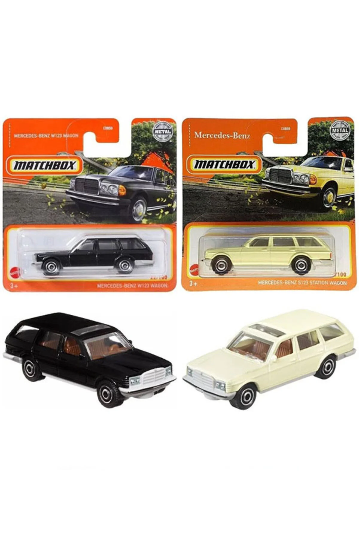 ماشین اسباب بازی MATCHBOX 2 VEHICLE SET MERCEDES BENZ W123 WAGON & S123 1 64 HOT WHEELS