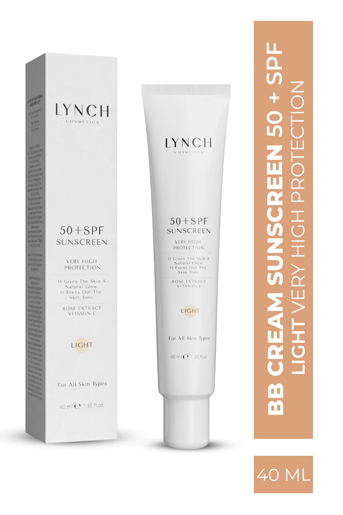 کرم بی و سی با محافظت بسیار بالا 50 SPF LIGHT 40ML Lynch Cosmetics