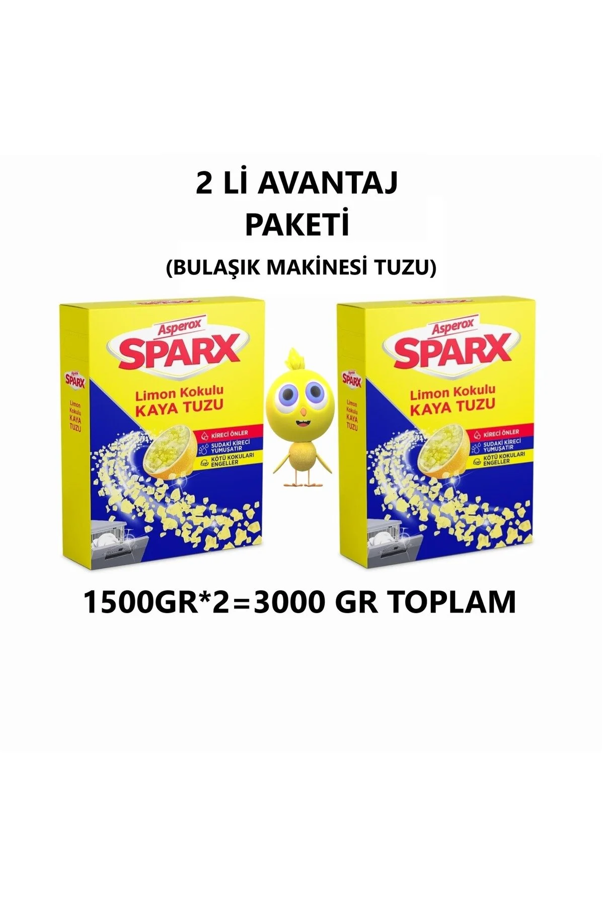 قرص و پودر ماشین ظرفشویی دستگاه معطر لیمو اسپارکس 2 بسته 1500 گرم X برای کل 3000 ASPEROX