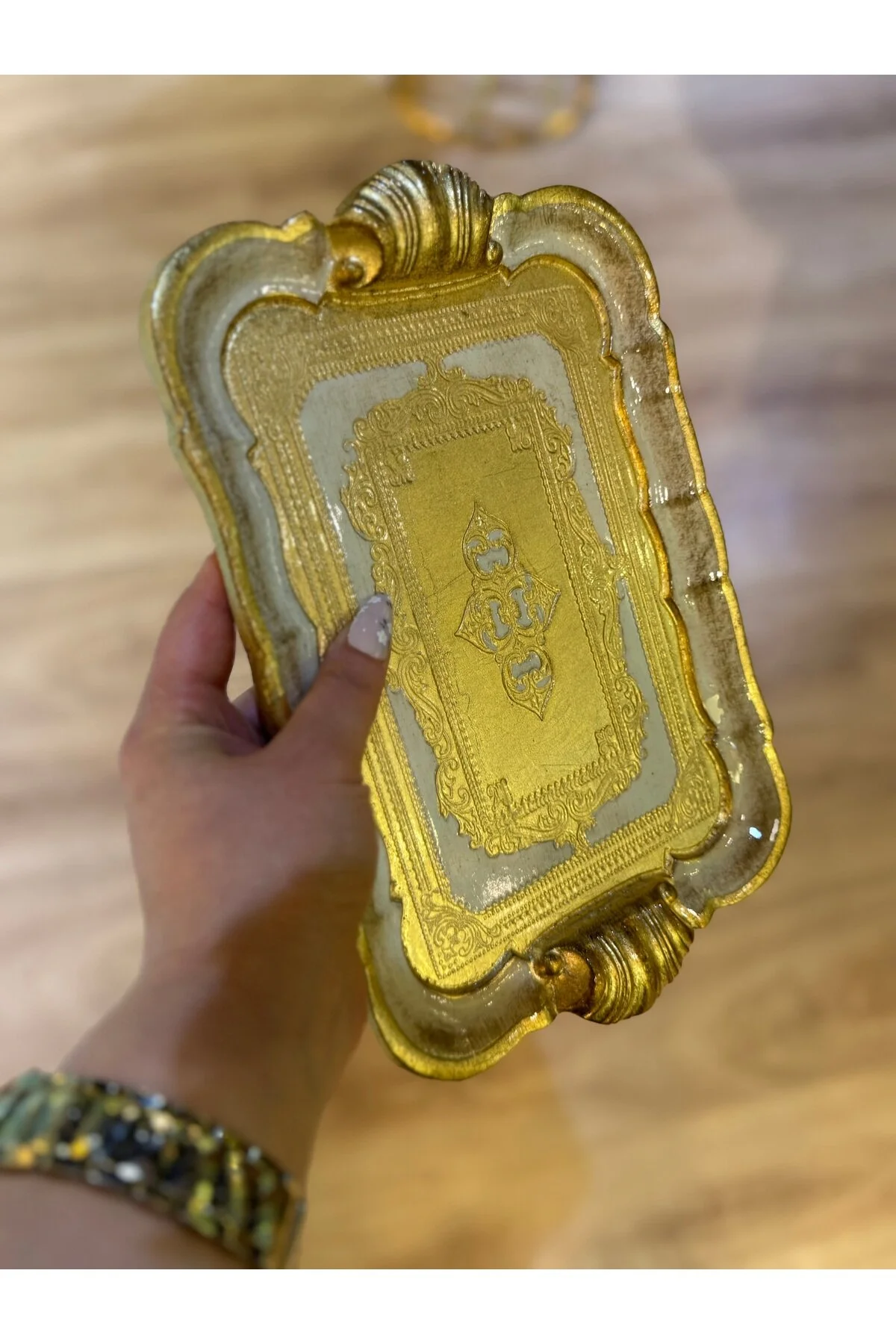 سینی ESTERHOMEDECOR اصلی ایتالیایی گل رز مستطیل شکل 30 سانتی متر MASI masi