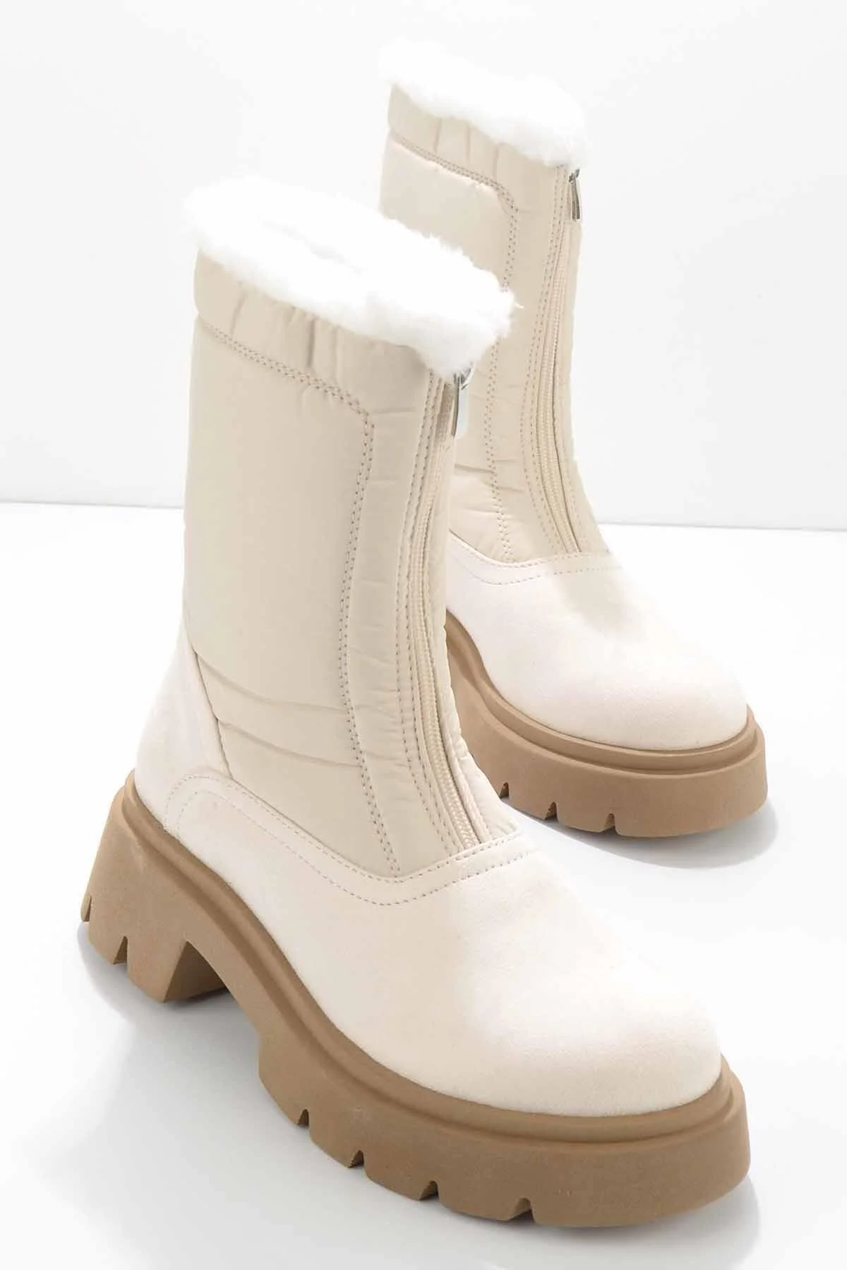 بوت پوتین زنانه رنگ بژ Suede Bootie بامبی Bambi