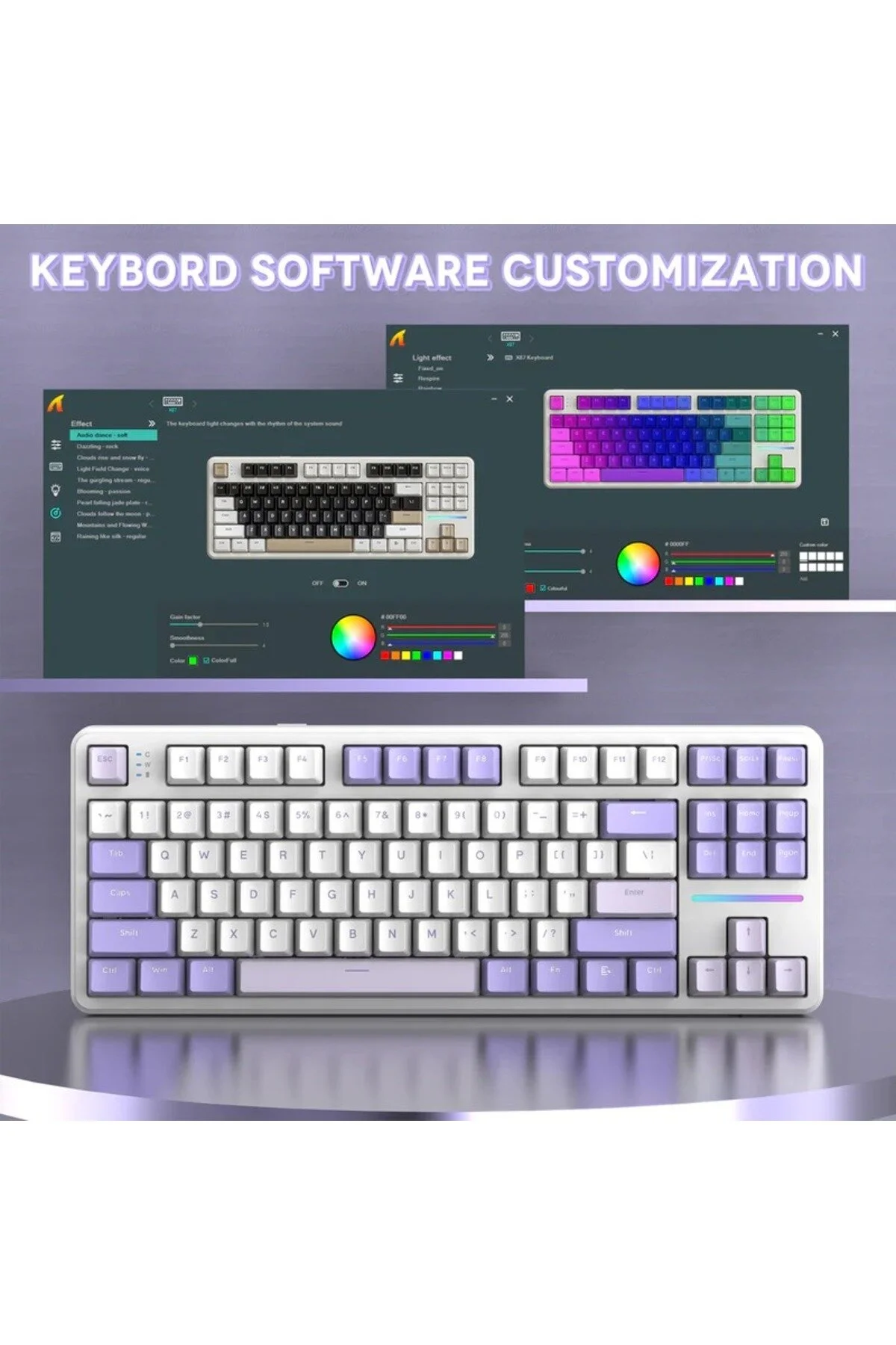 کیبورد مخصوص بازی حمله به کوسه X87 TRI MODE GASKET KEYBOARD میزان رای گیری 8000HZ روشنایی RGB و واشر Epomaker