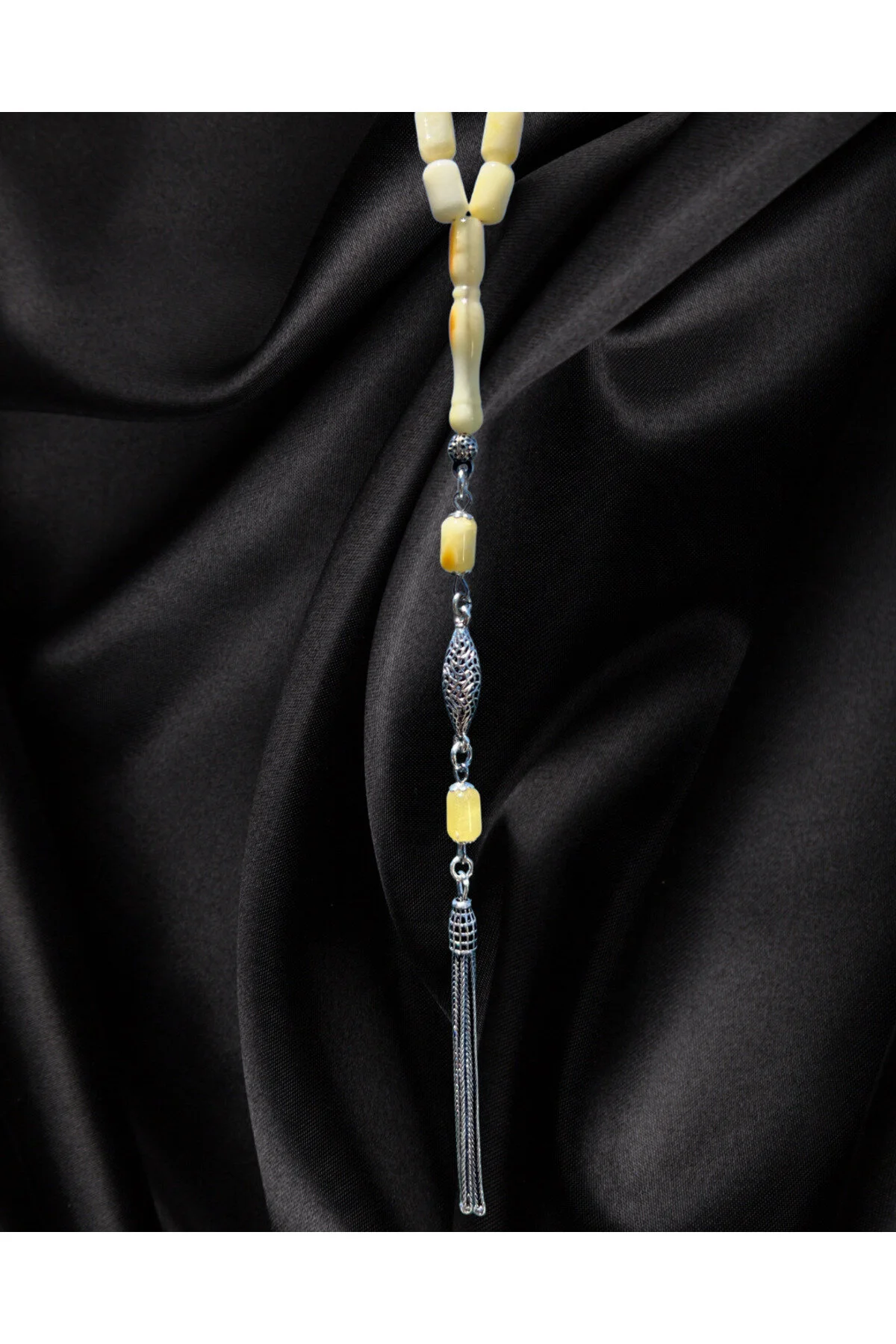 تسبیح اصلی DAMLA AMBER TESBIH 925 TASSEL SILVER Erbab i Kehribar