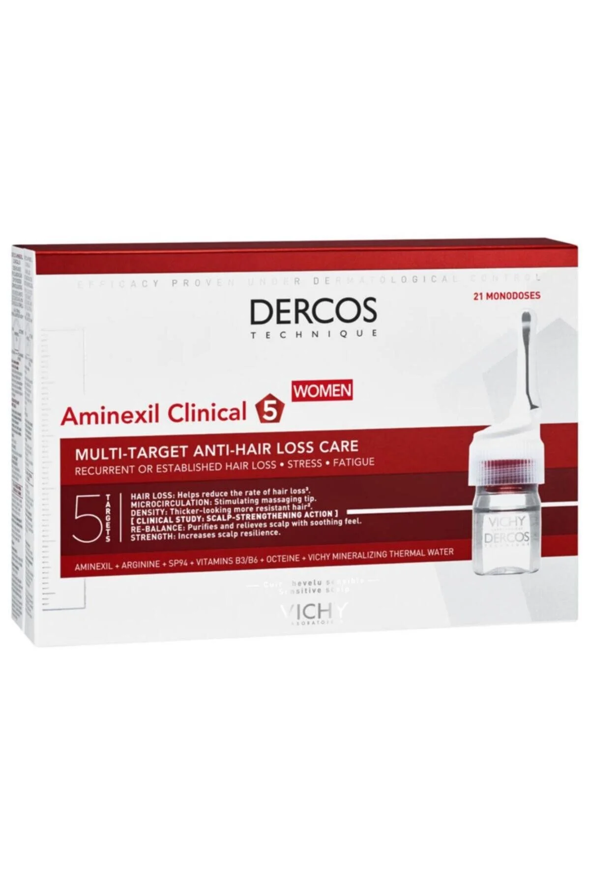 سرم و روغن مو DERCOS AMINEXIL بالینی 5 21X6ML در برابر ریزش برای زنانه ویشی Vichy