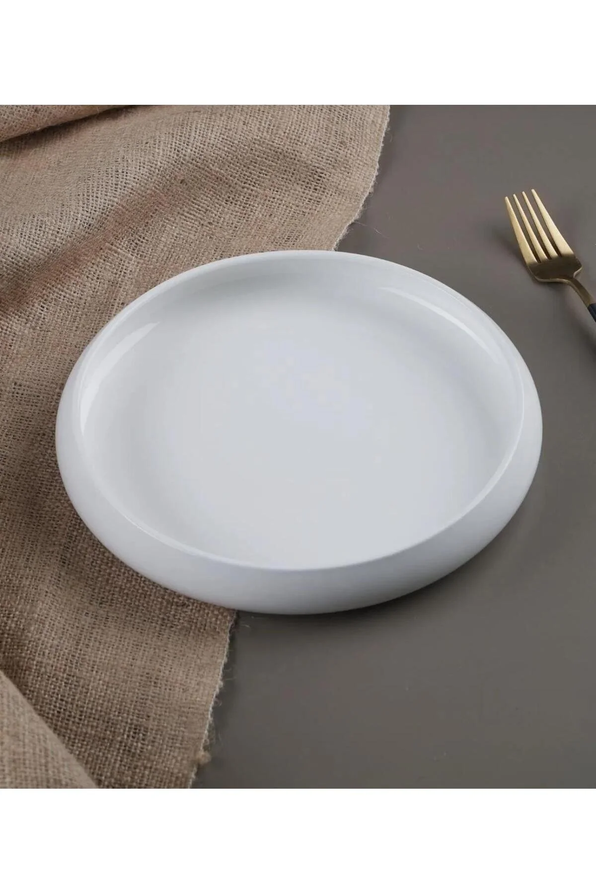 ظروف دکوری بشقاب و کاسه BIANCO PERLA PORCELAIN ROUND PLATE 24X3.8 CM TKEBT یک رنگ آجار ACAR
