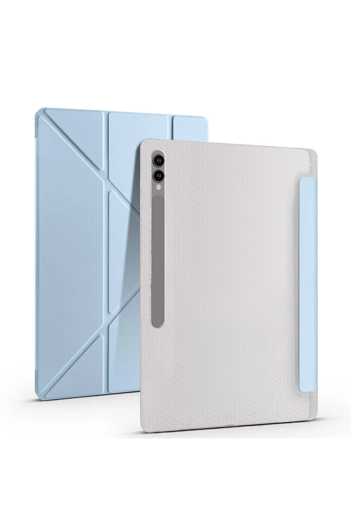 کاور تبلت قاب پایه GALAXY TAB S9 ULTRA CASE سازگار با سه تاشو محفظه قلم آبی دریایی İLKATEK