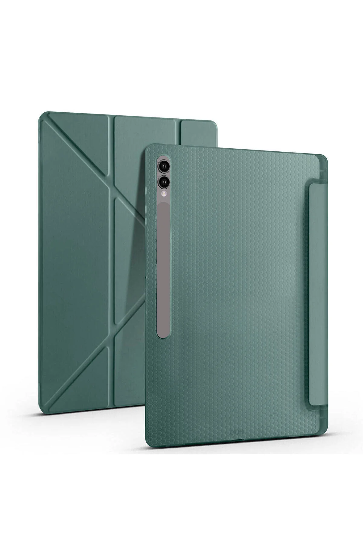 کاور تبلت قاب پایه GALAXY TAB S9 ULTRA CASE سازگار با سه تاشو محفظه قلم آبی دریایی İLKATEK