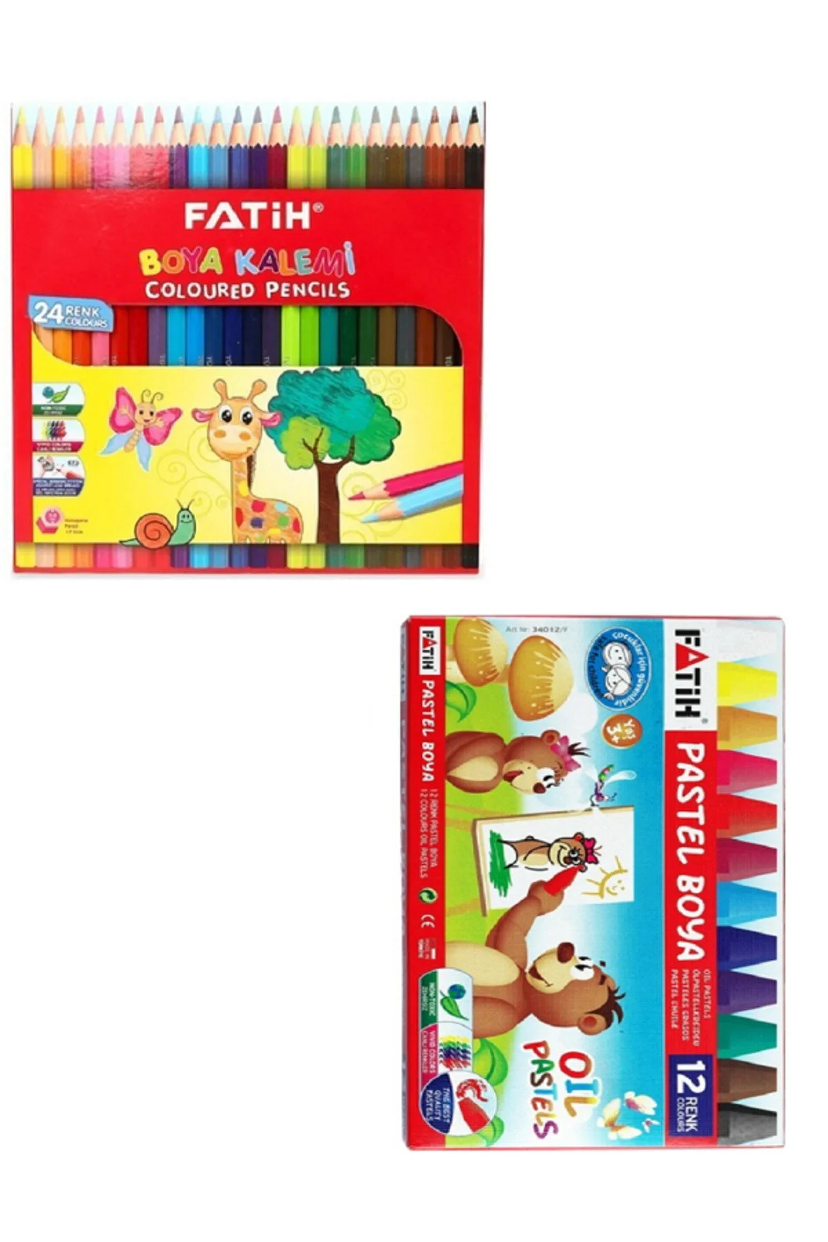 مداد رنگی رنگ 24 درای + FATIH 12 PASTEL PAINT 36 قطعه مجموعه Fatih