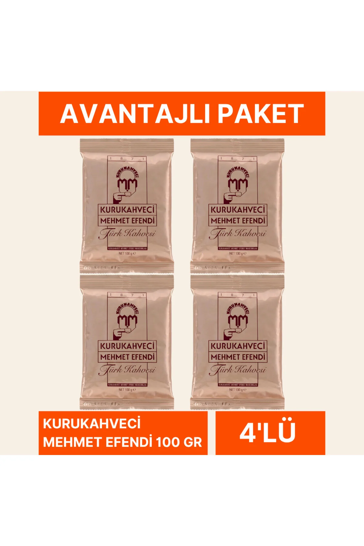 قهوه ترک ترکی KURUKAHVECI 100 گرم X 4 عدد Mehmet Efendi