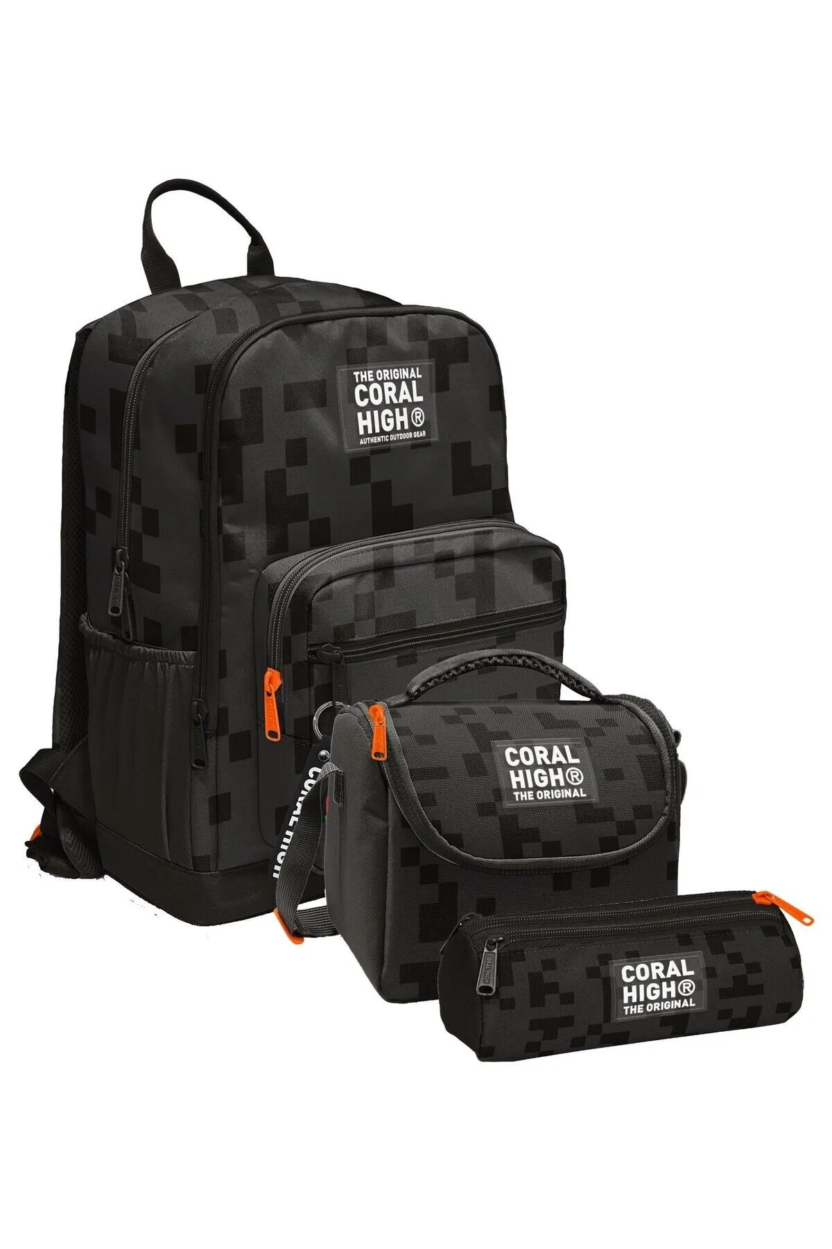 کیف مدرسه سه ابتدایی و متوسطه پسر الگوی بلوک سیاه Coral High
