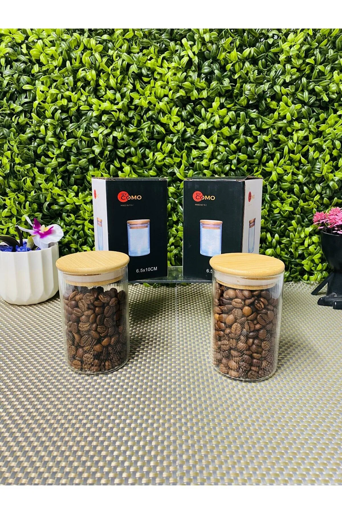 شیشه جار 2 قطعه ای بامبو دور 250 میلی لیتر LİLA HOME