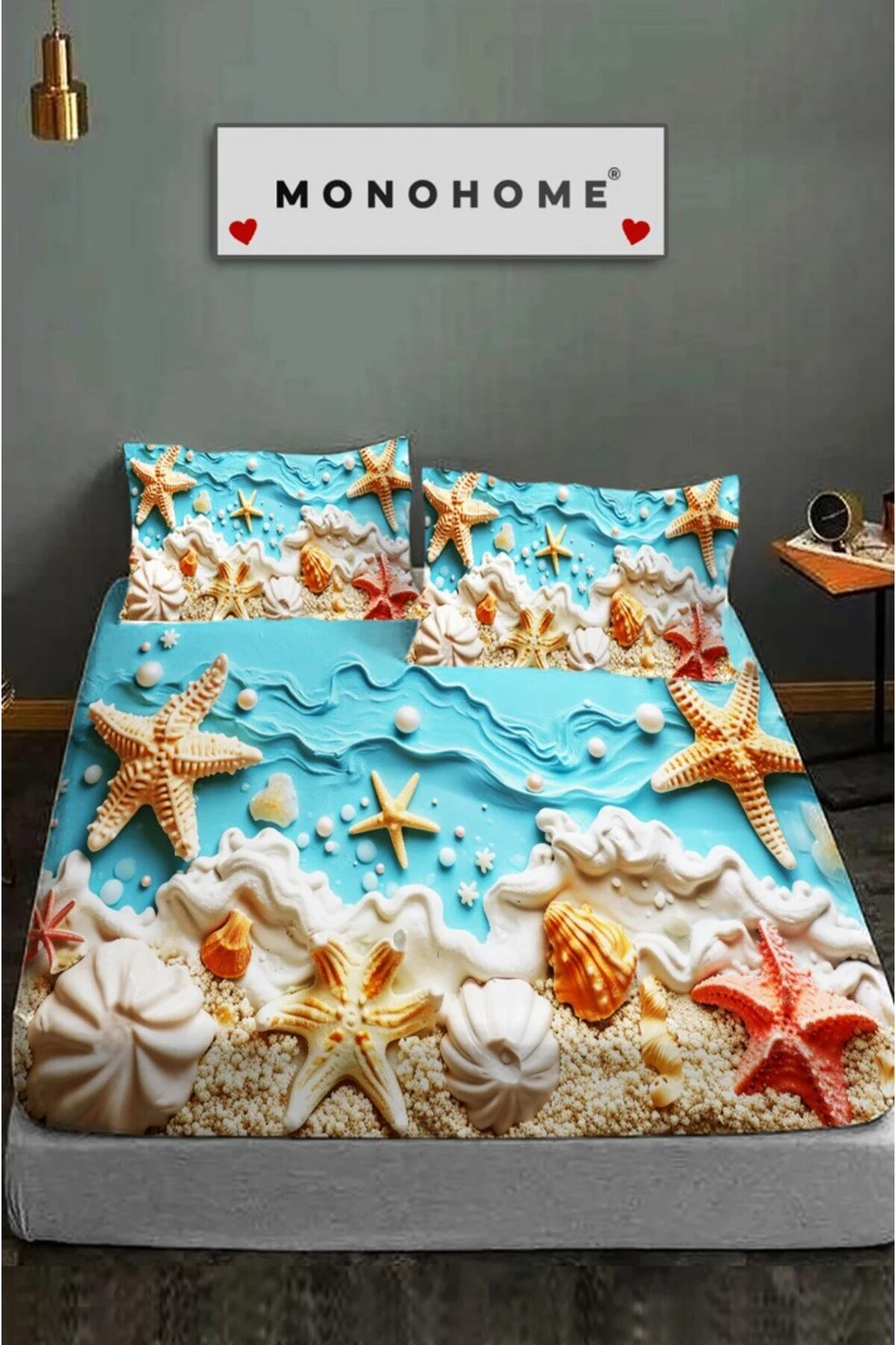 ست ملحفه دو نفره 100 ٪ عروسی تایر پنبه طراحی ویژه 5D دیجیتال 60 TEL SEA OF DREAMS Monohome