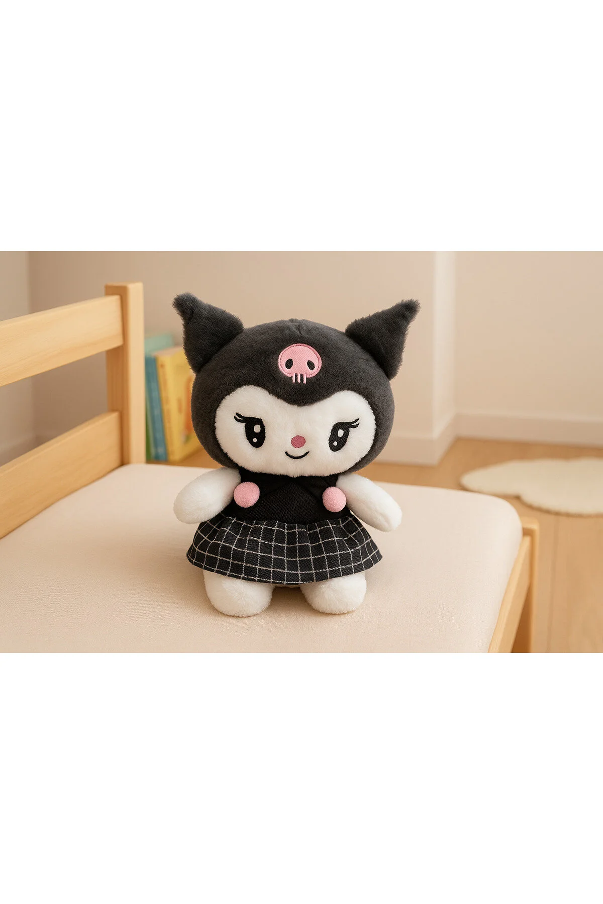 اسباب بازی های پشمی شخصیت با لباس زیبای KAWAII KUROMI ناز بافت نرم 24 سانتی متری HUA