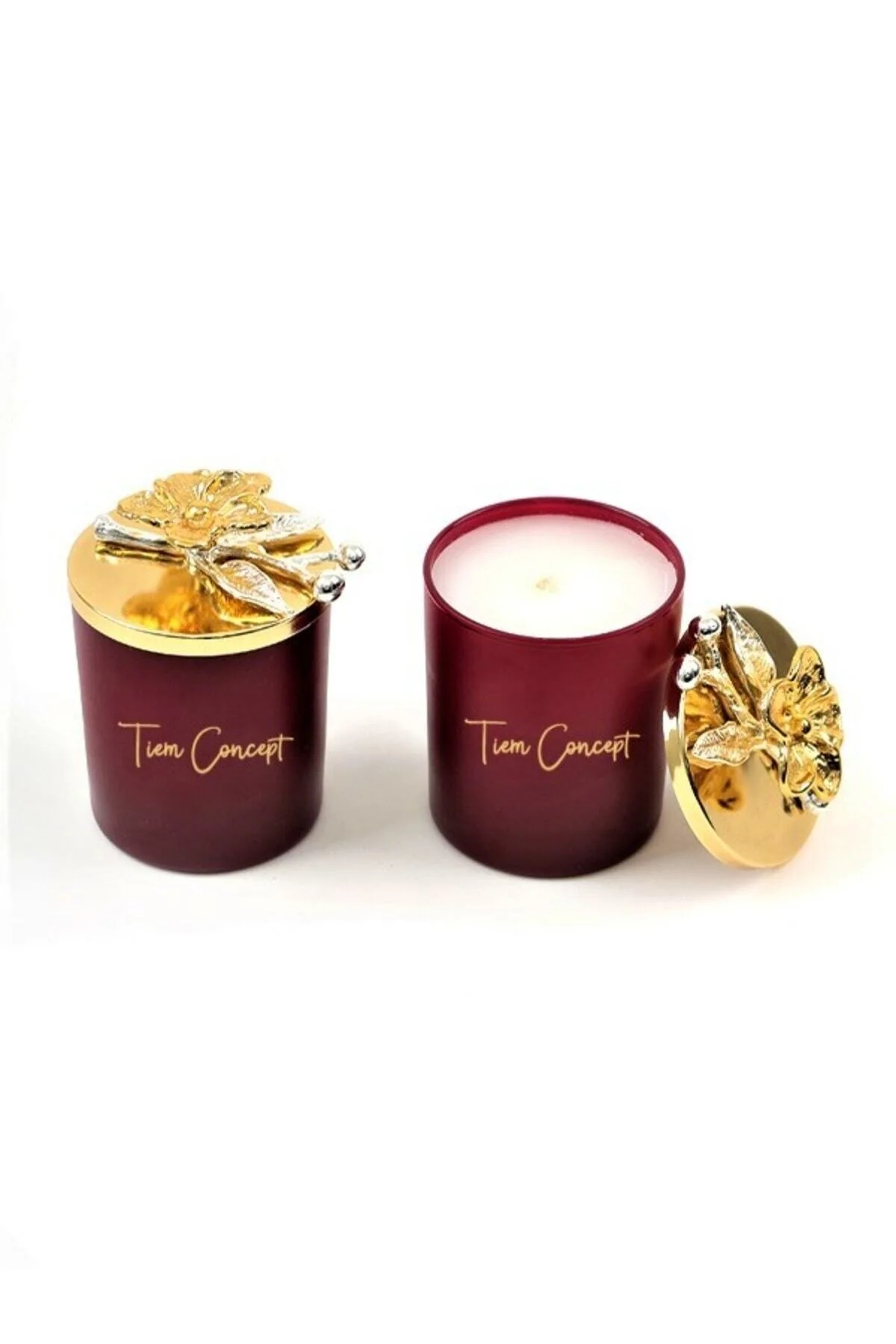 شمع و چراغ قرمز دکوراسیون ویژه طراحی طلای گلفروشی گلدار معطر 2 مجموعه CUP Tiem Concept
