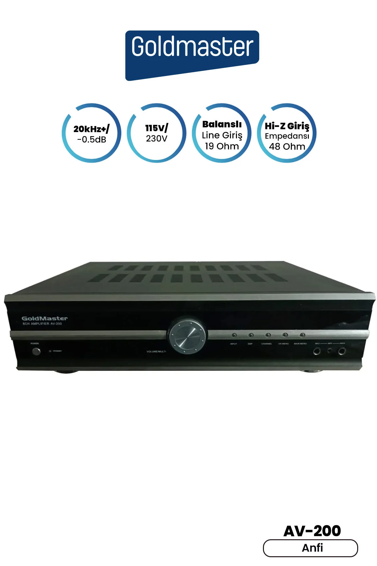 آمپلی فایر خودرو AV 200 6 کانال 5 در 1 بلندگو تقویت کننده وات خانگی گلد مستر GoldMaster
